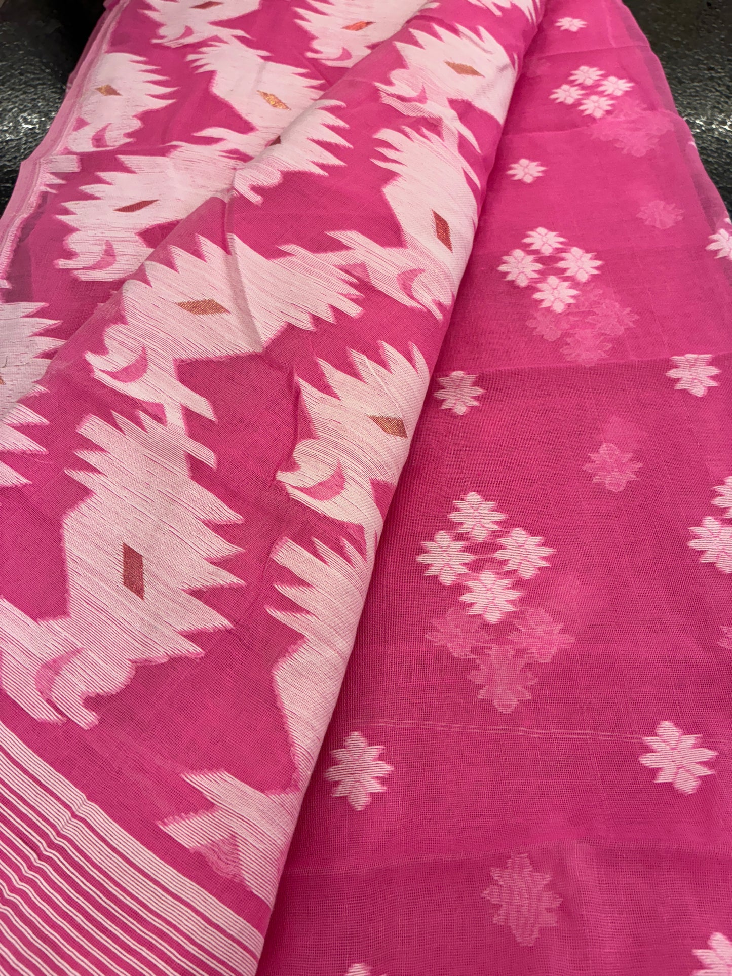 Jamdhani Cotton Saree - Pink