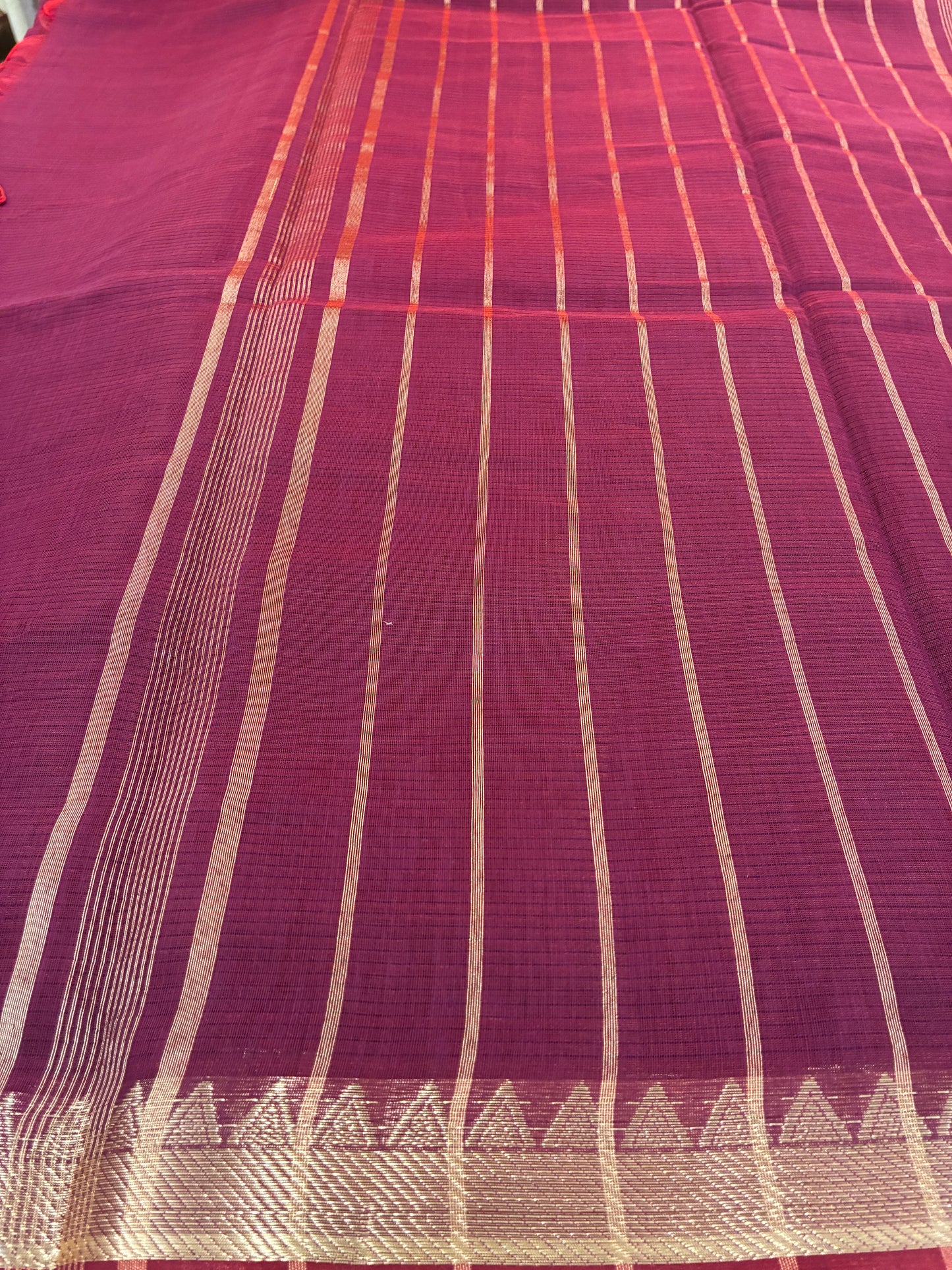 Cotton Saree temple border - Purple