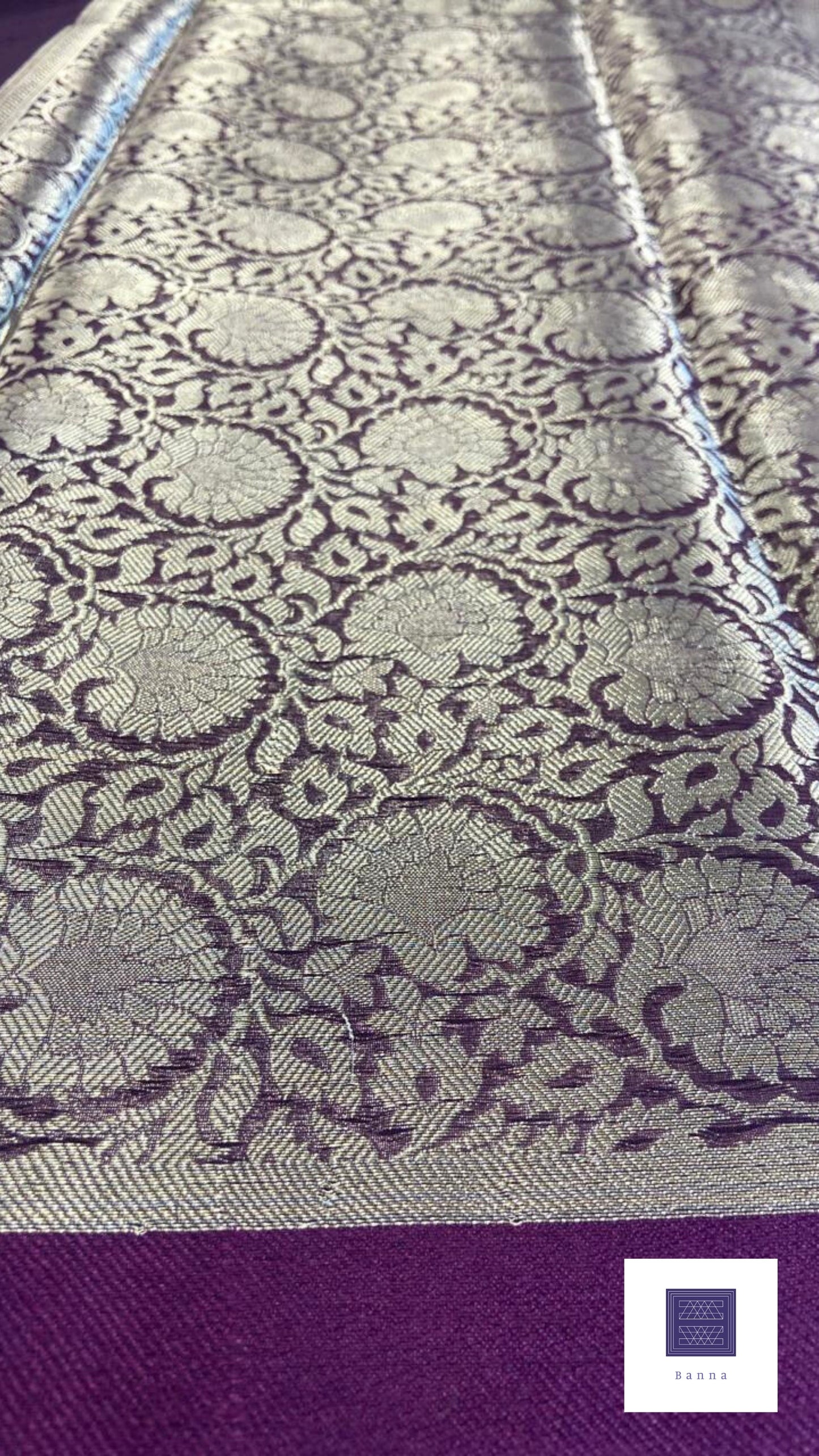 Traditional Banarasi Weaving in Organza - Dark Purple