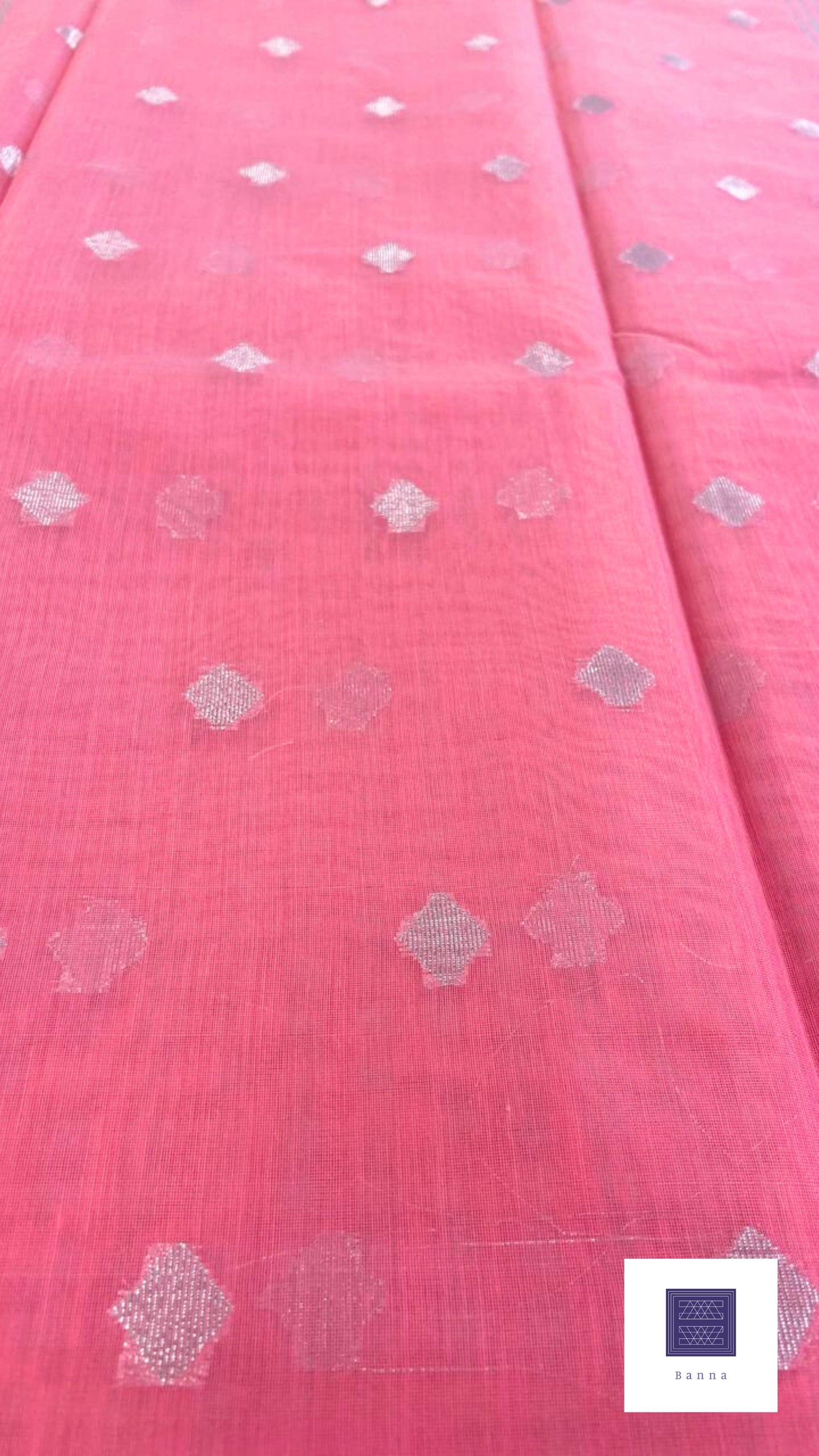 Cotton Tissue Checkered Saree - Pink and Silver