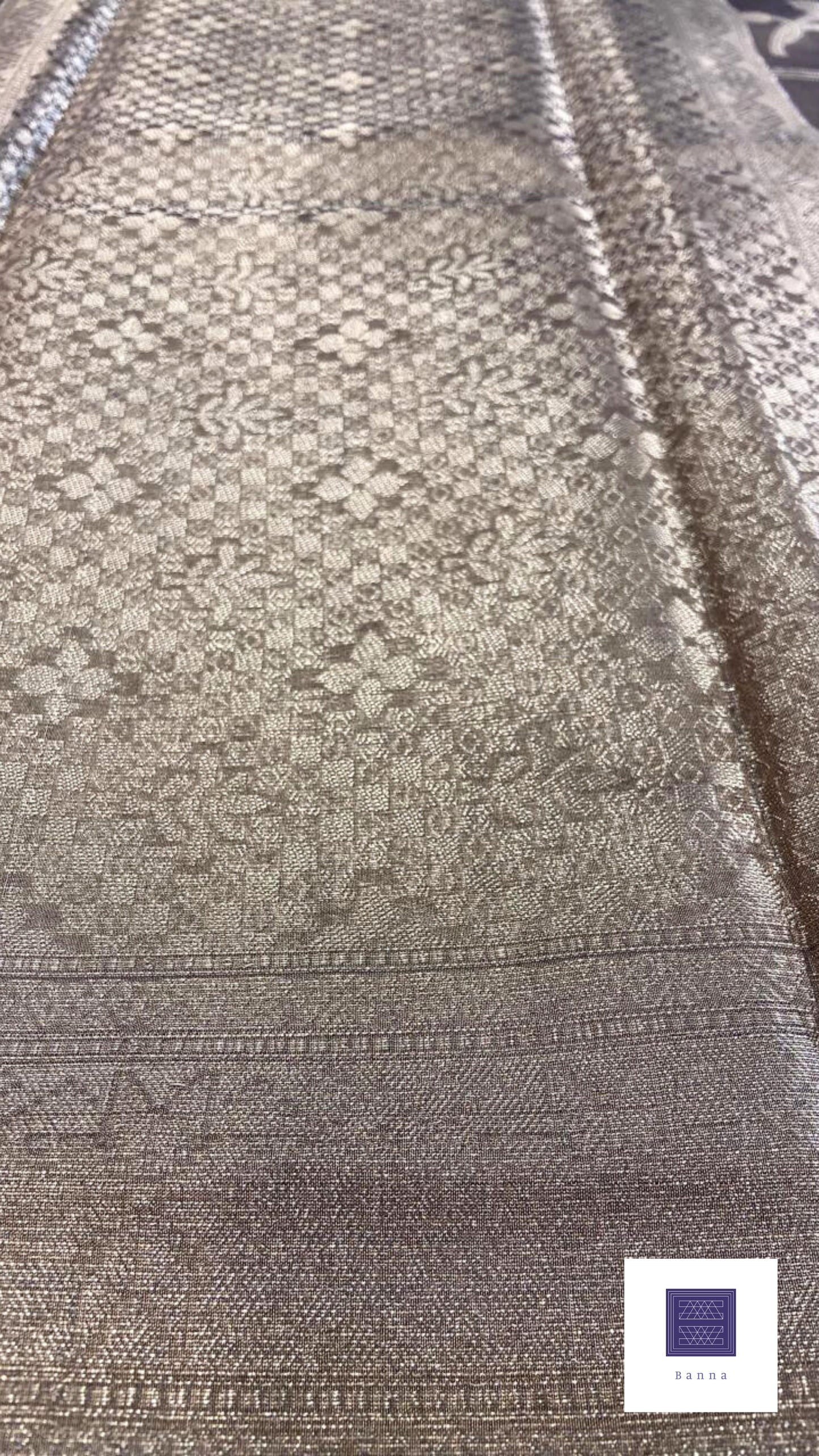 Grandeur Tissue Saree - Brown, Gold and Silver