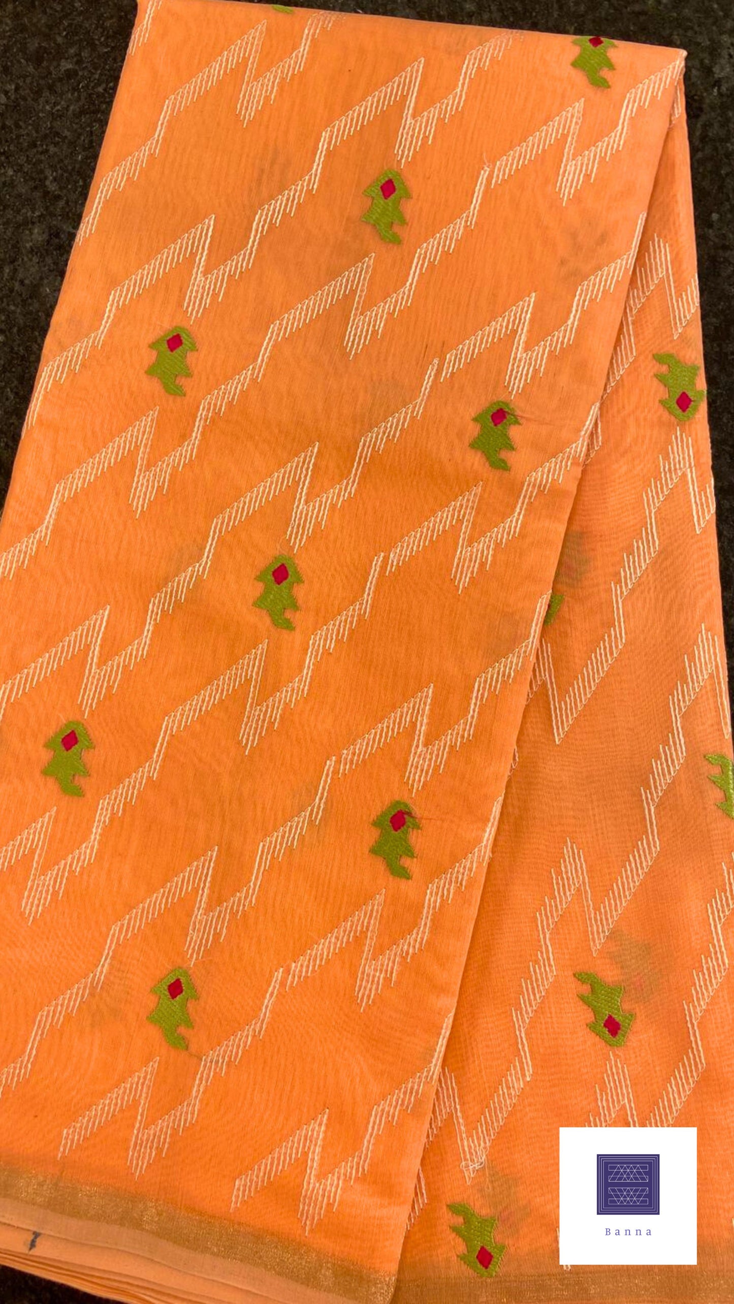Work love, everyday saree in all new embroidery work - Orange