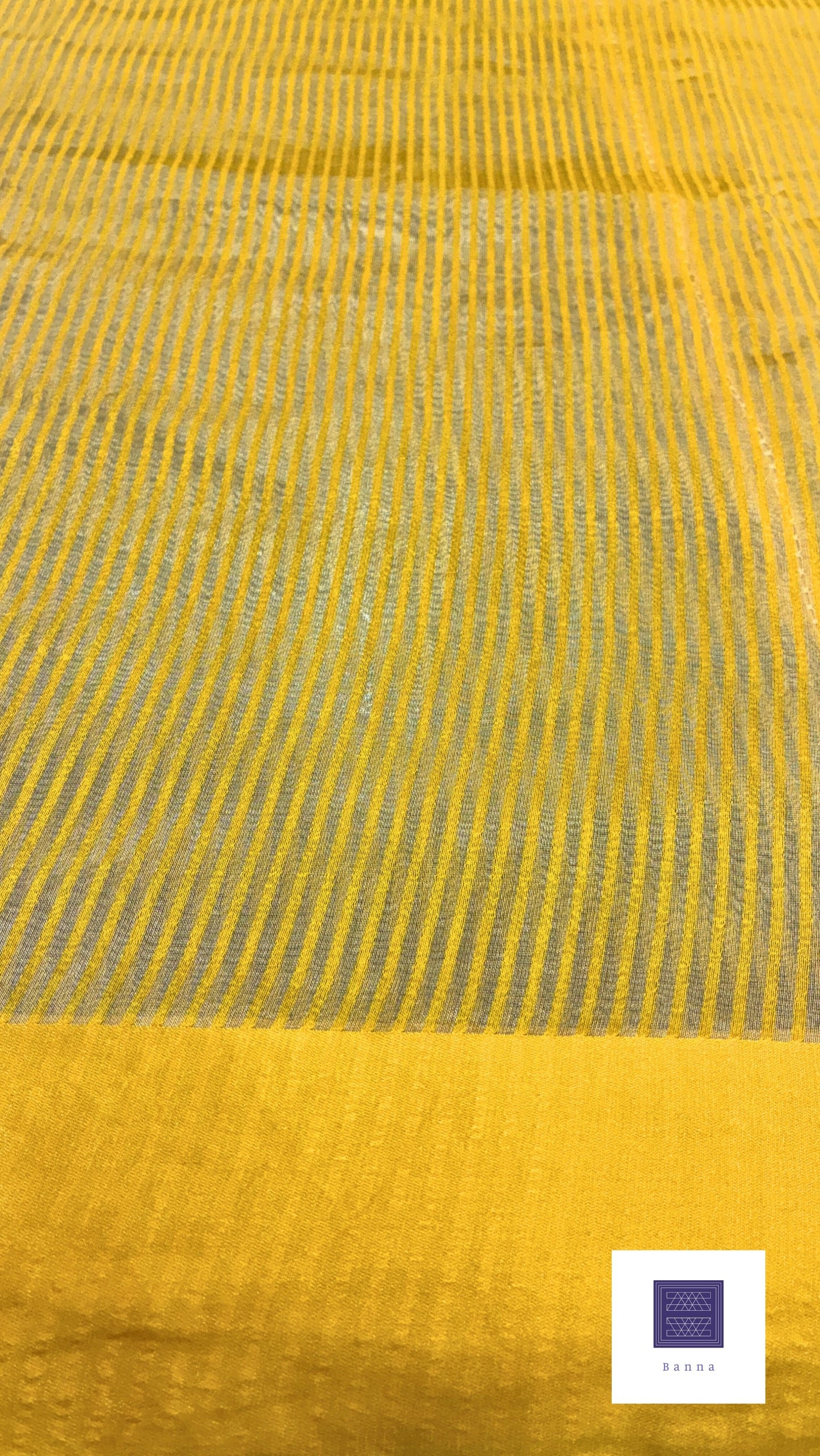 Pure Tissue Silk saree - Mustard Yellow Lines