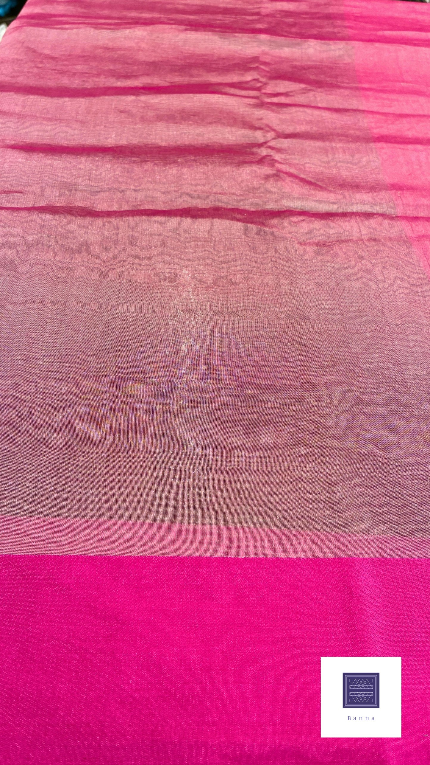 Pure Tissue Silk saree - Silver and Satin Pink border