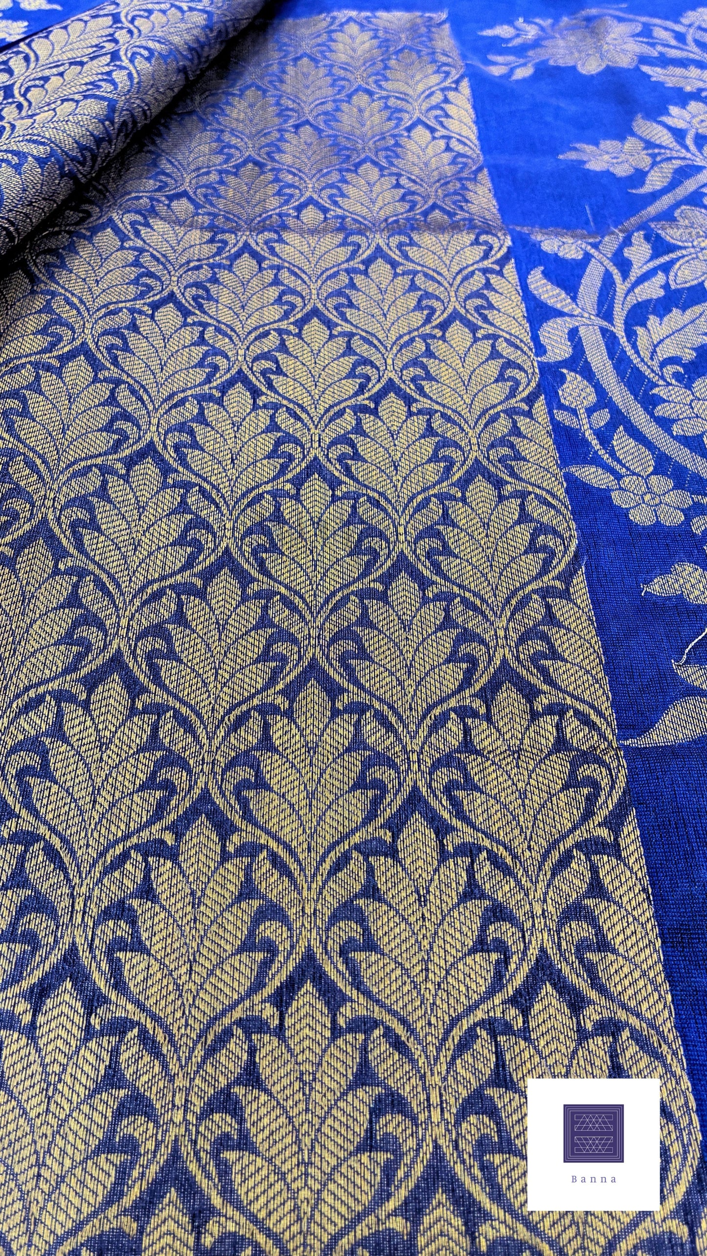 Traditional Banarasi Weaving in Organza - Royal Blue