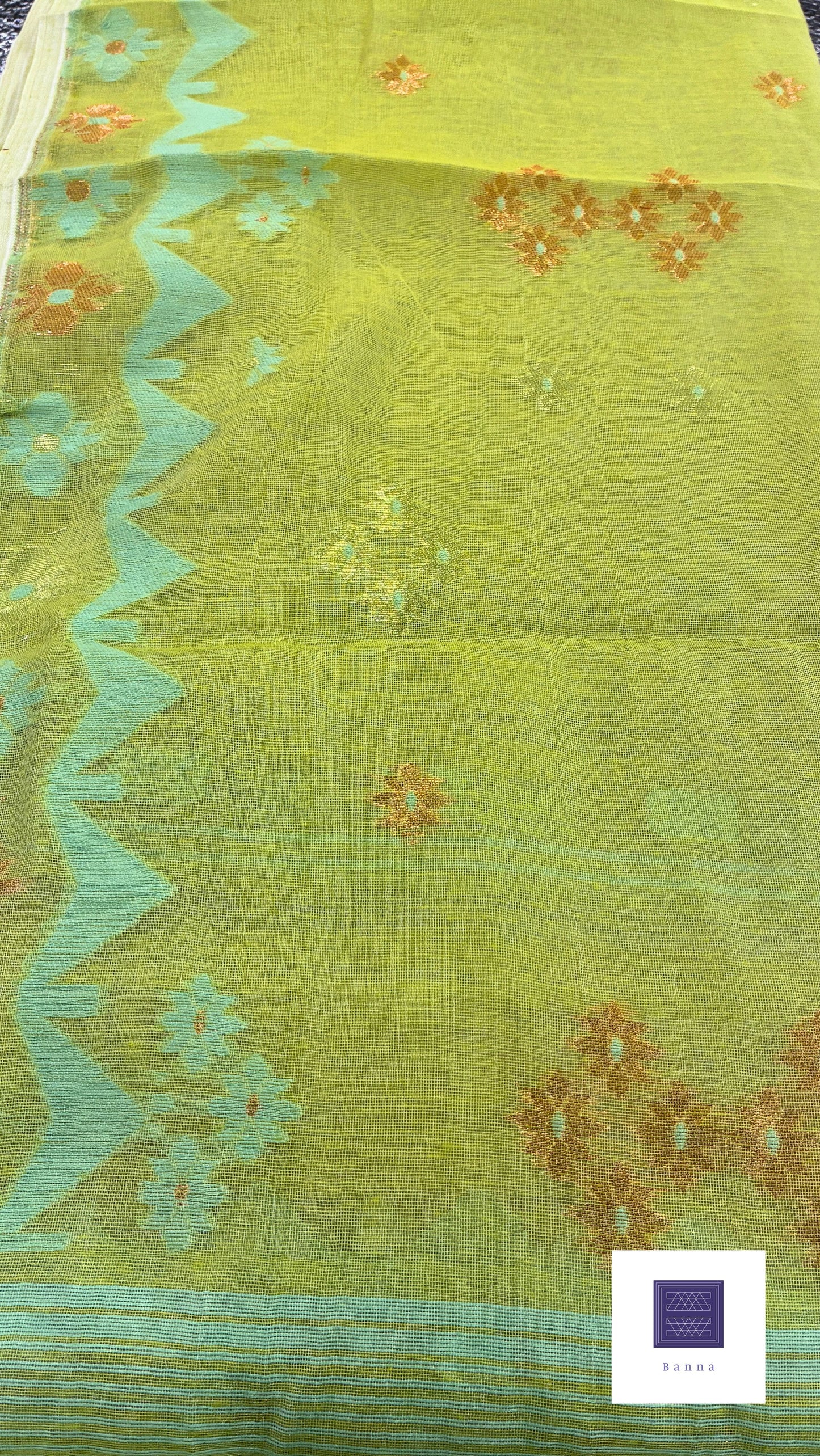 Jamdhani Cotton Saree - Green