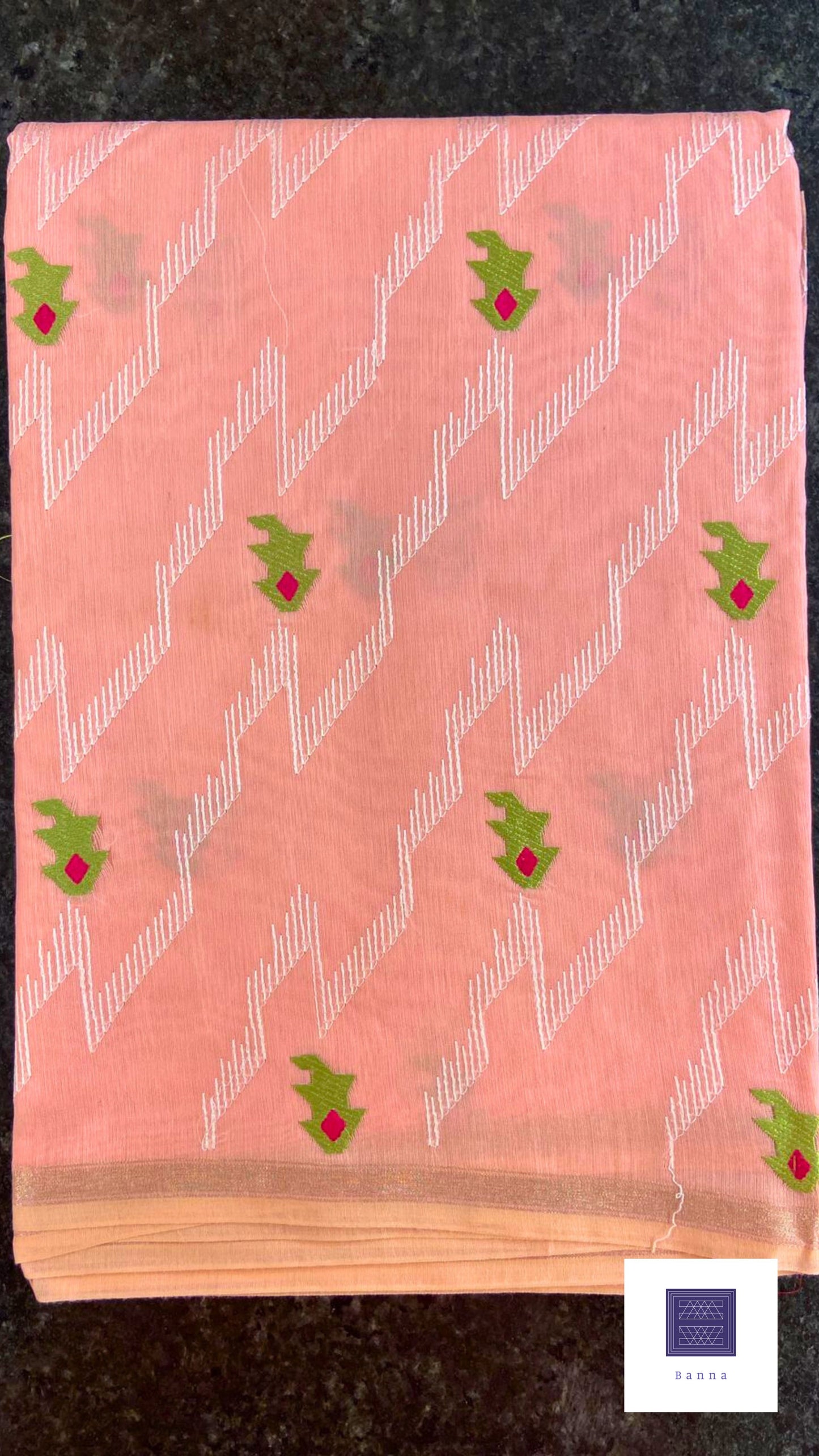 Work love, everyday saree in all new embroidery work - Pastel Pink