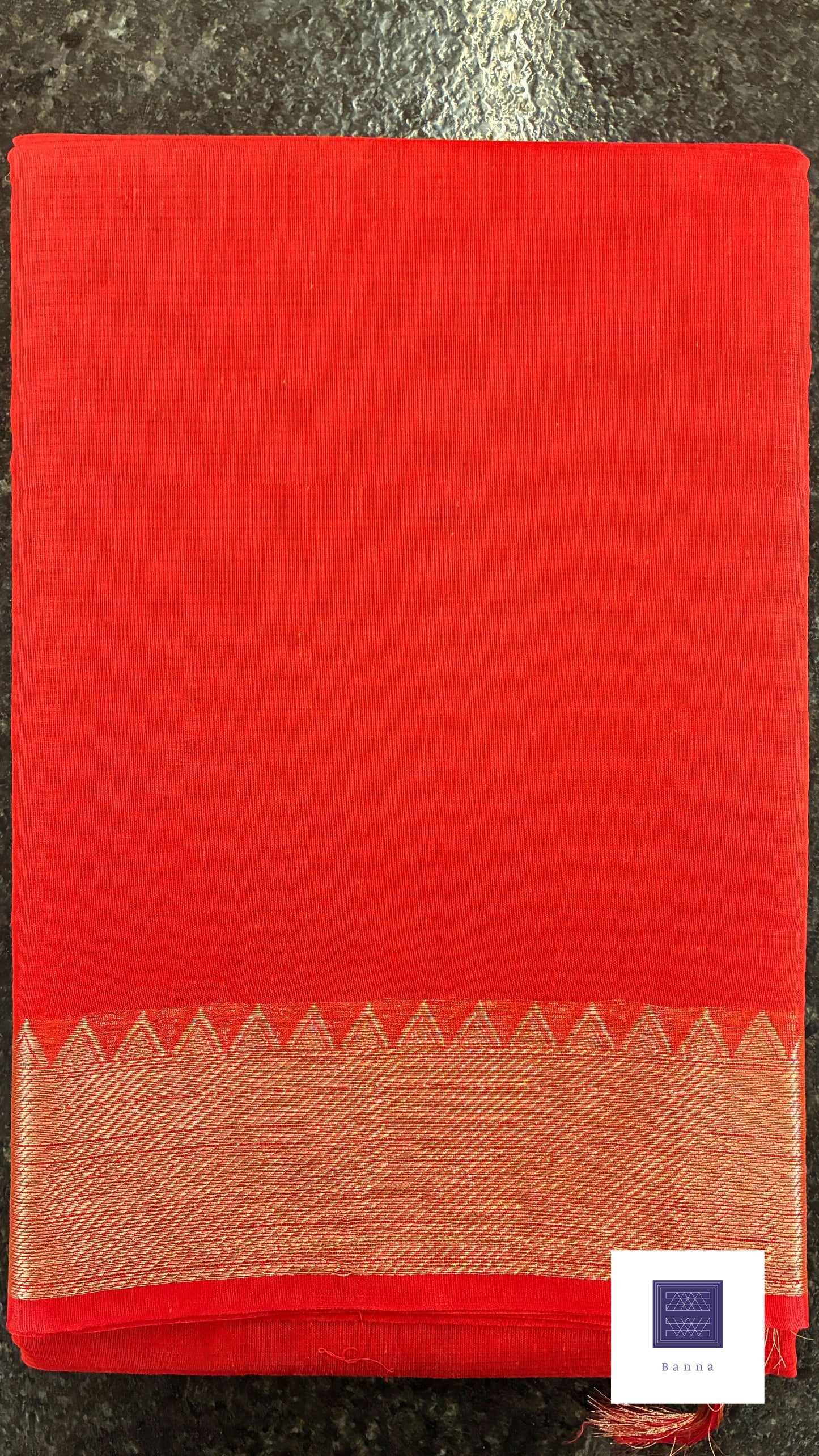 Cotton Saree temple border - Red