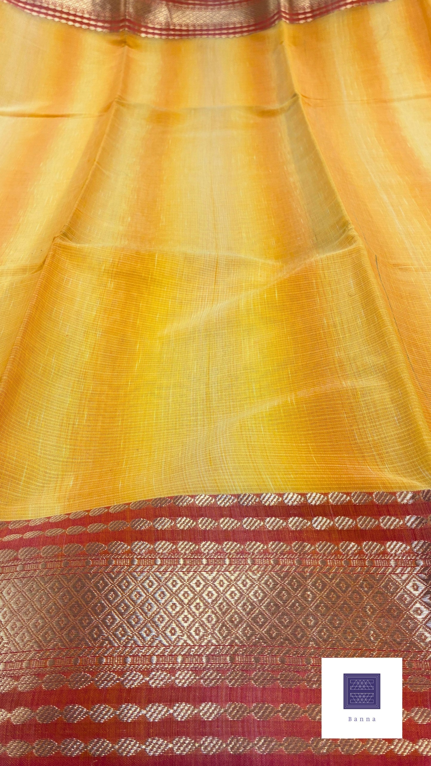 Kota Cotton Contrast with Shaded saree - Yellow and Pink