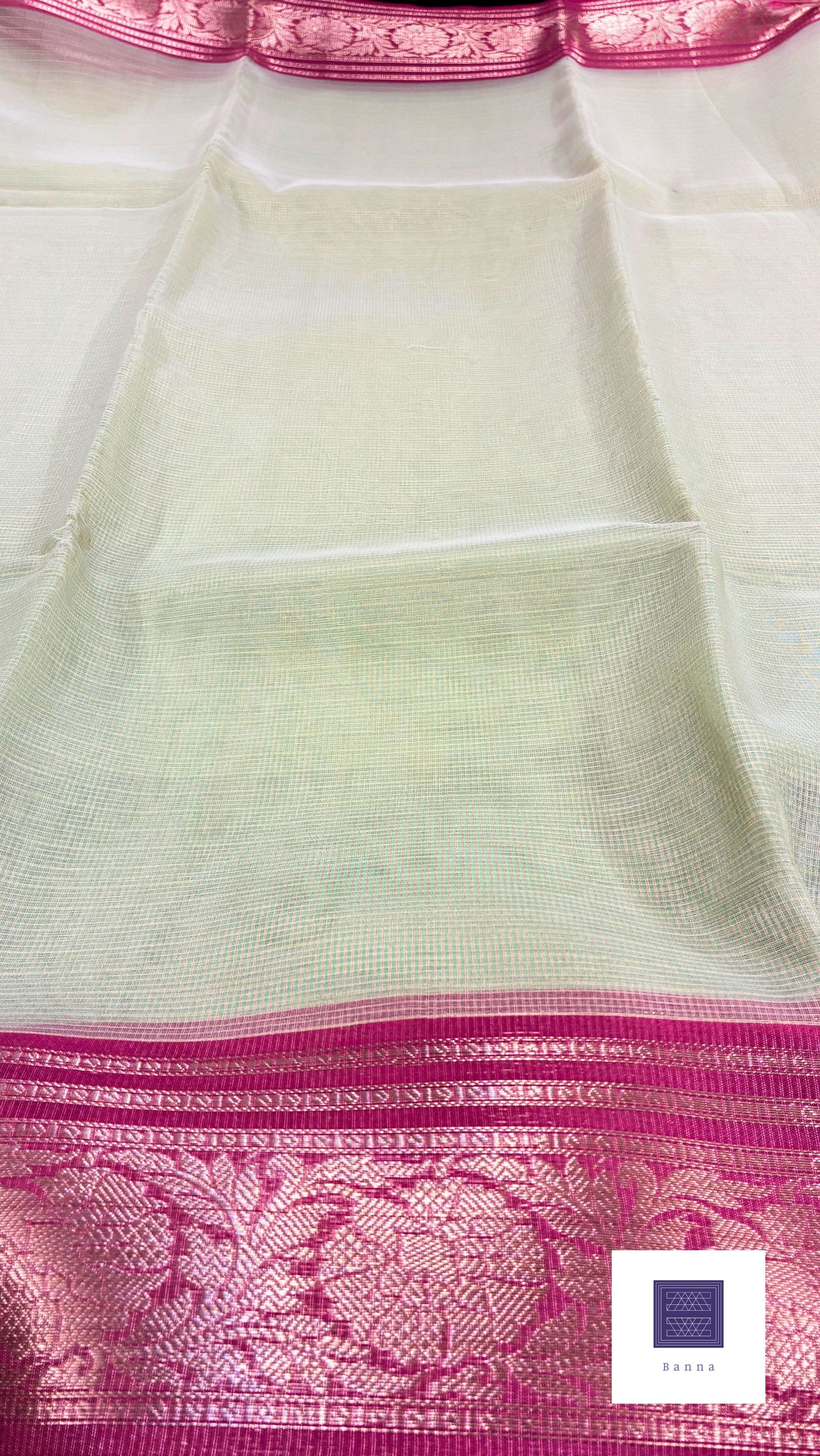 Kota Tissue Soft Saree - Pista and Pink