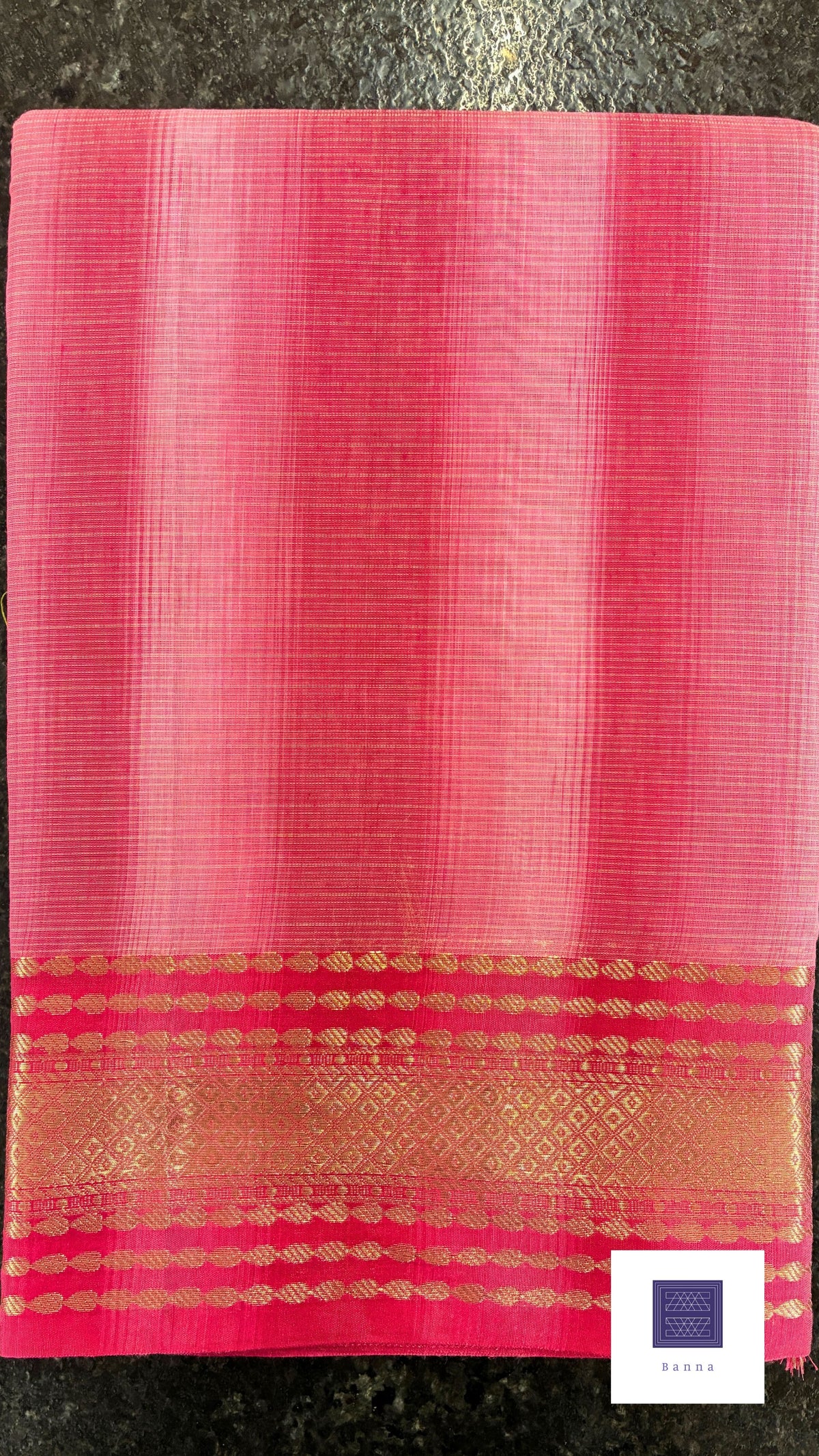Kota Cotton Contrast with Shaded saree - Pink and Dark Pink