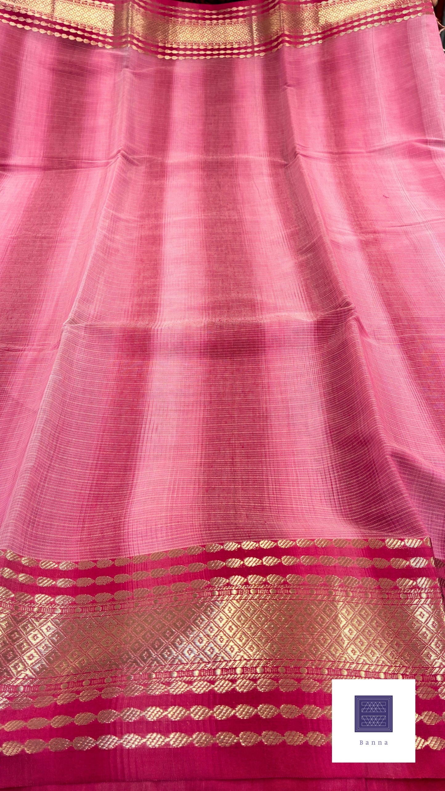 Kota Cotton Contrast with Shaded saree - Pink and Dark Pink