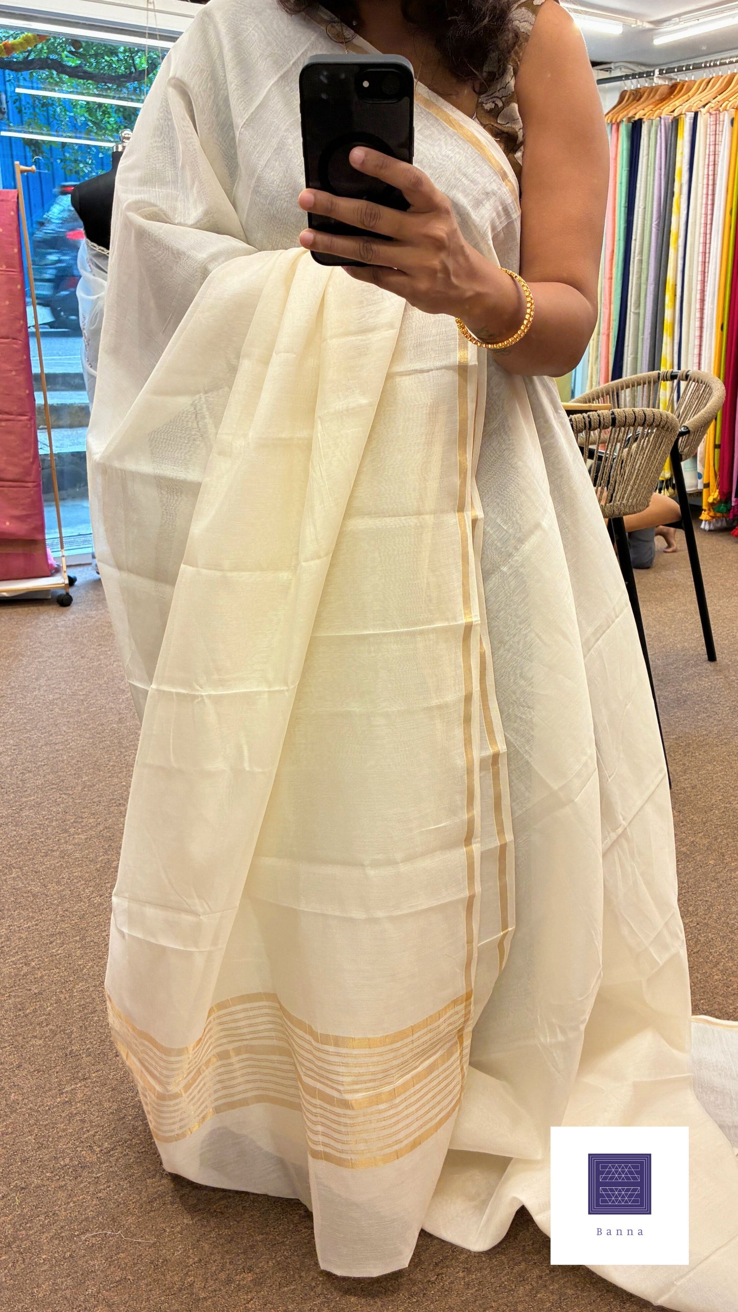 Pure Chanderi Cotton handloom saree - Off white