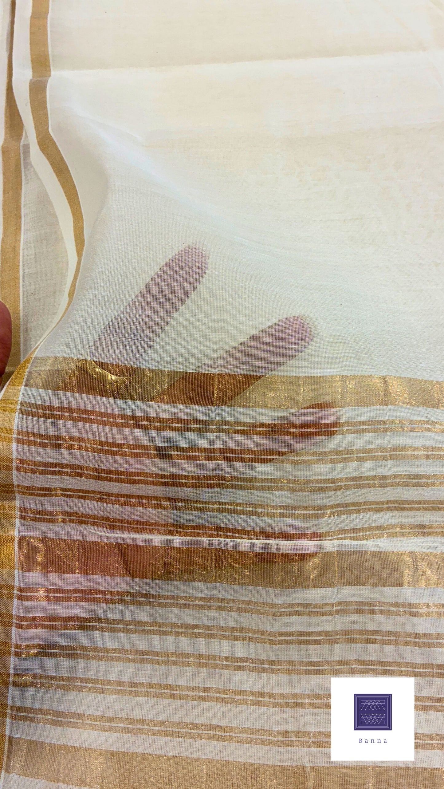 Pure Chanderi Cotton handloom saree - Off white
