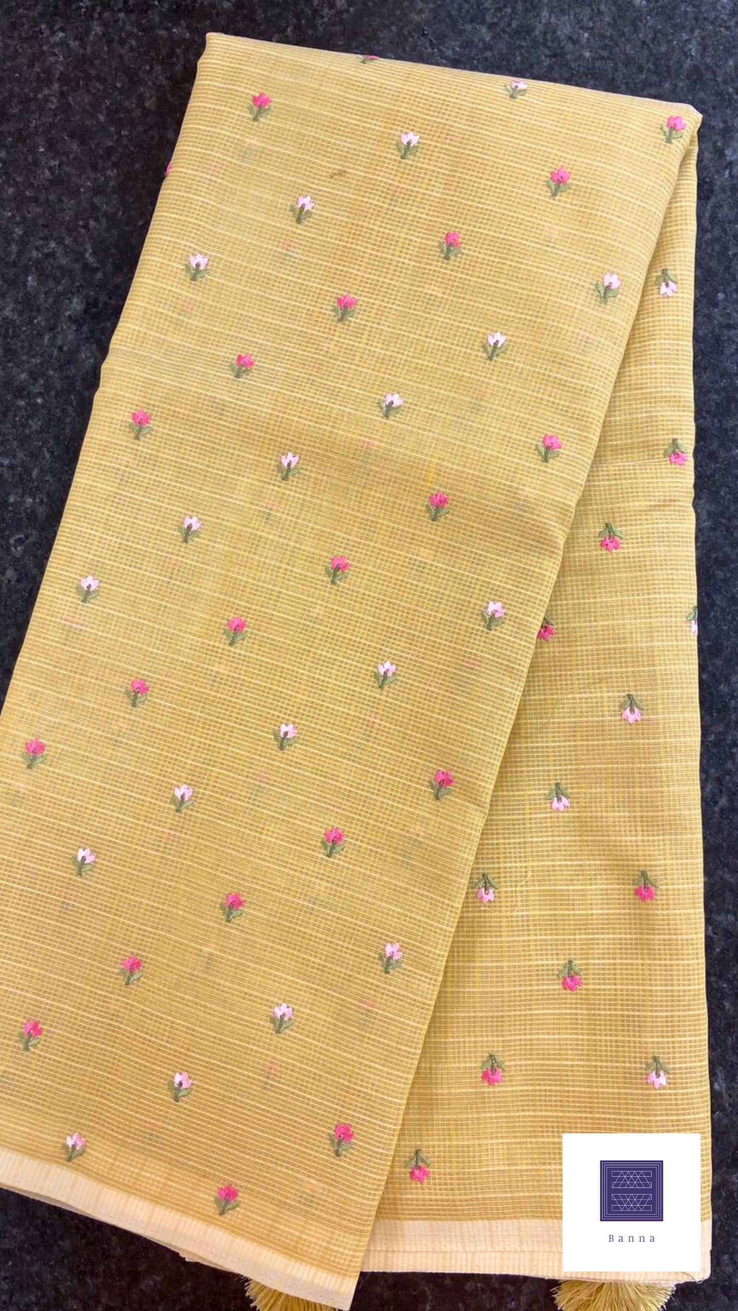 Banna's signature kota cotton saree - Light Yellow