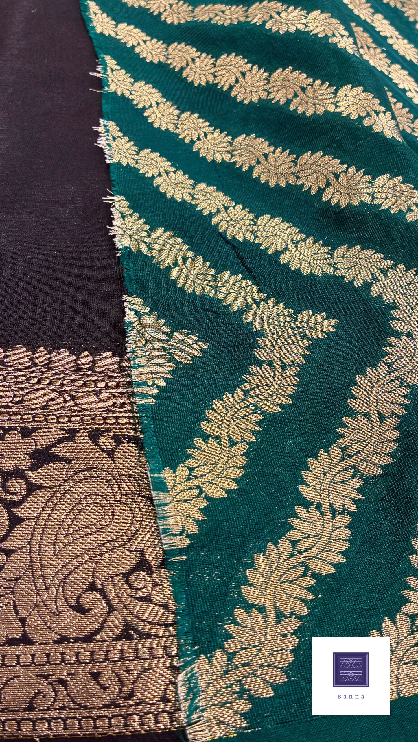 Chiffon Silk contrast Black and green