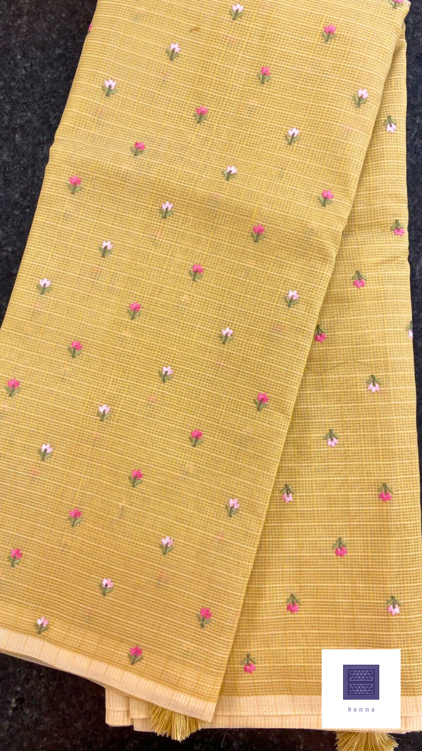 Banna's signature kota cotton saree - Light Yellow
