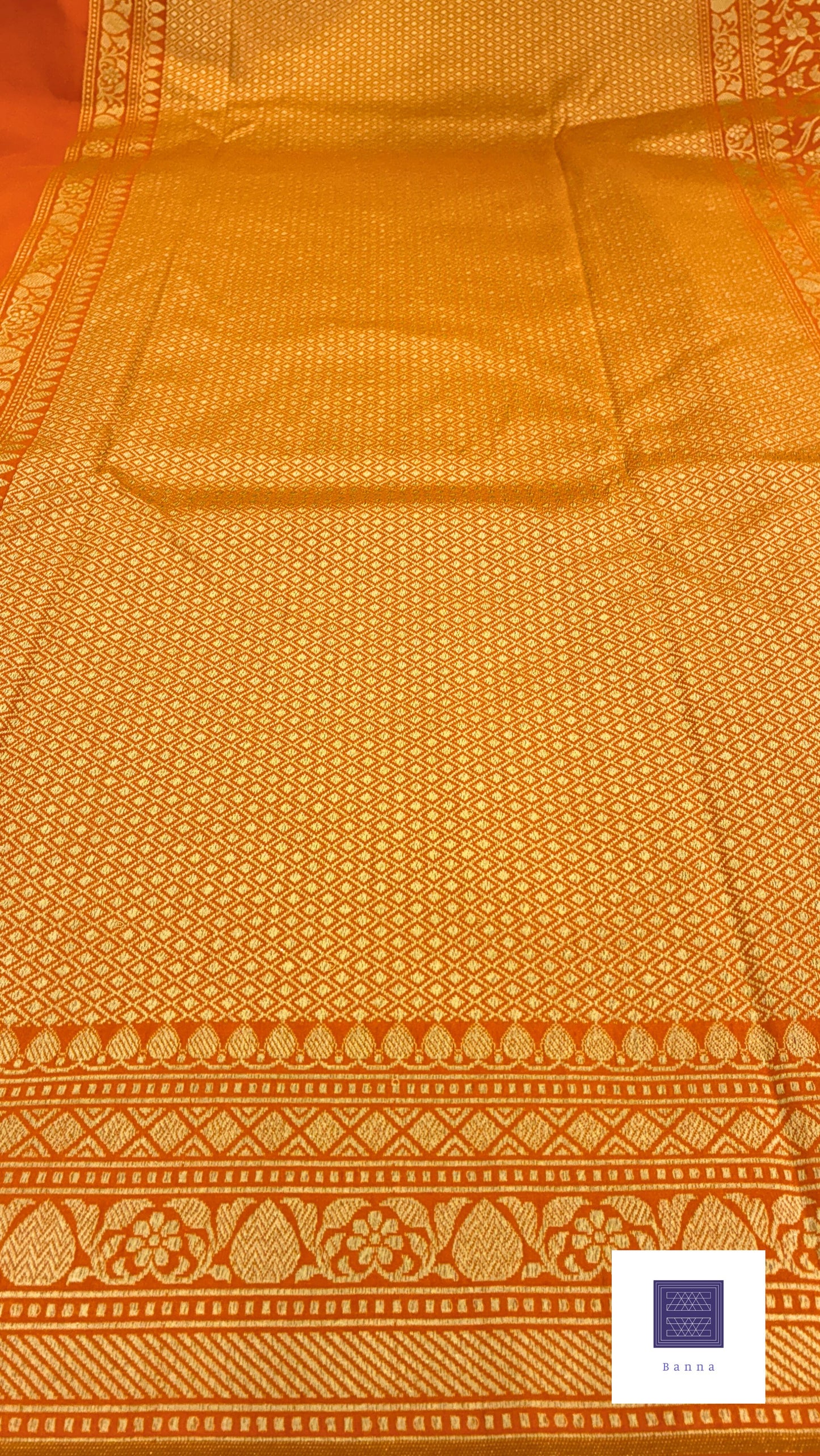 Handloom Katan Silk saree - Orange