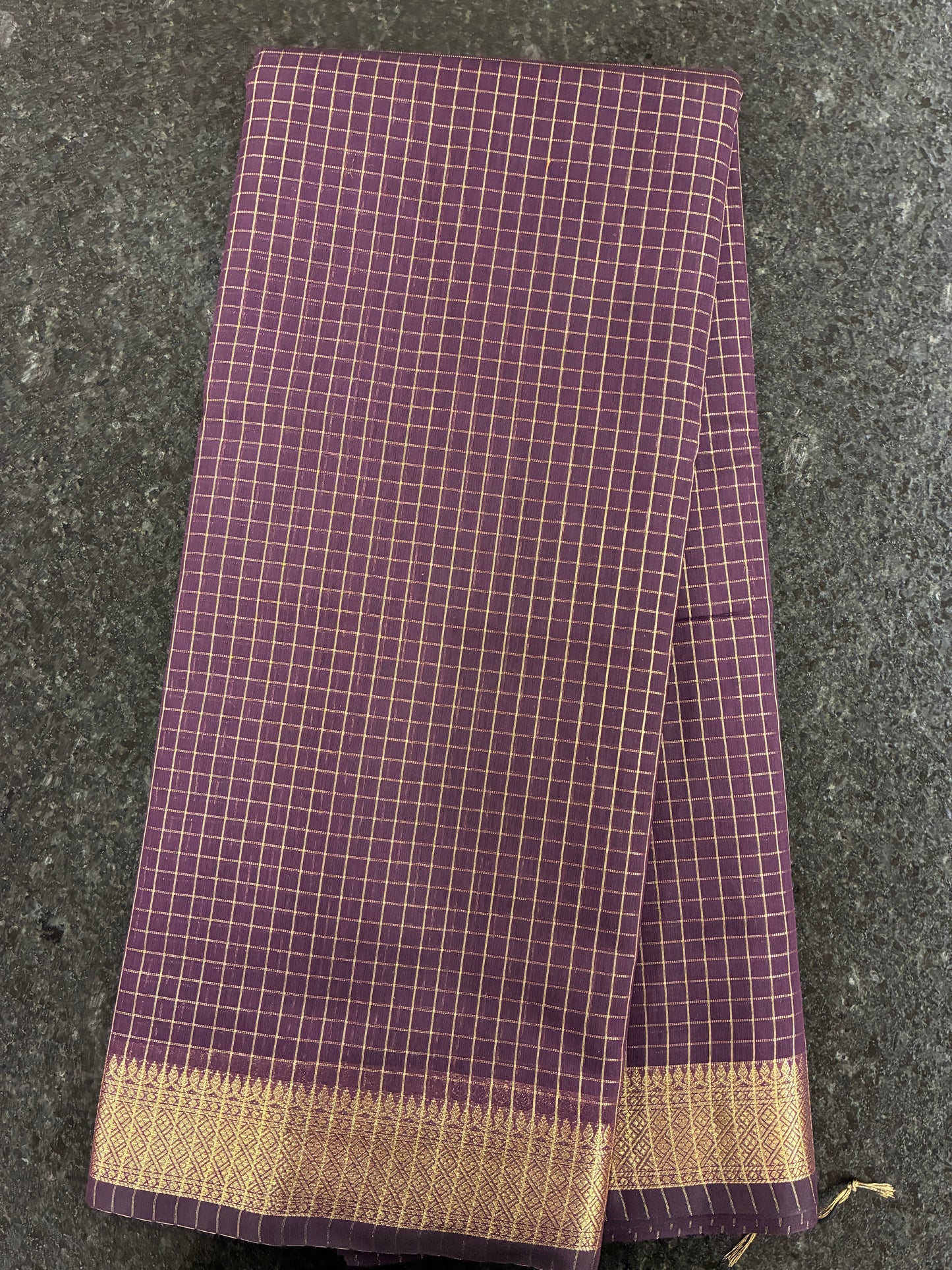 Cotton silk with checks - Plum