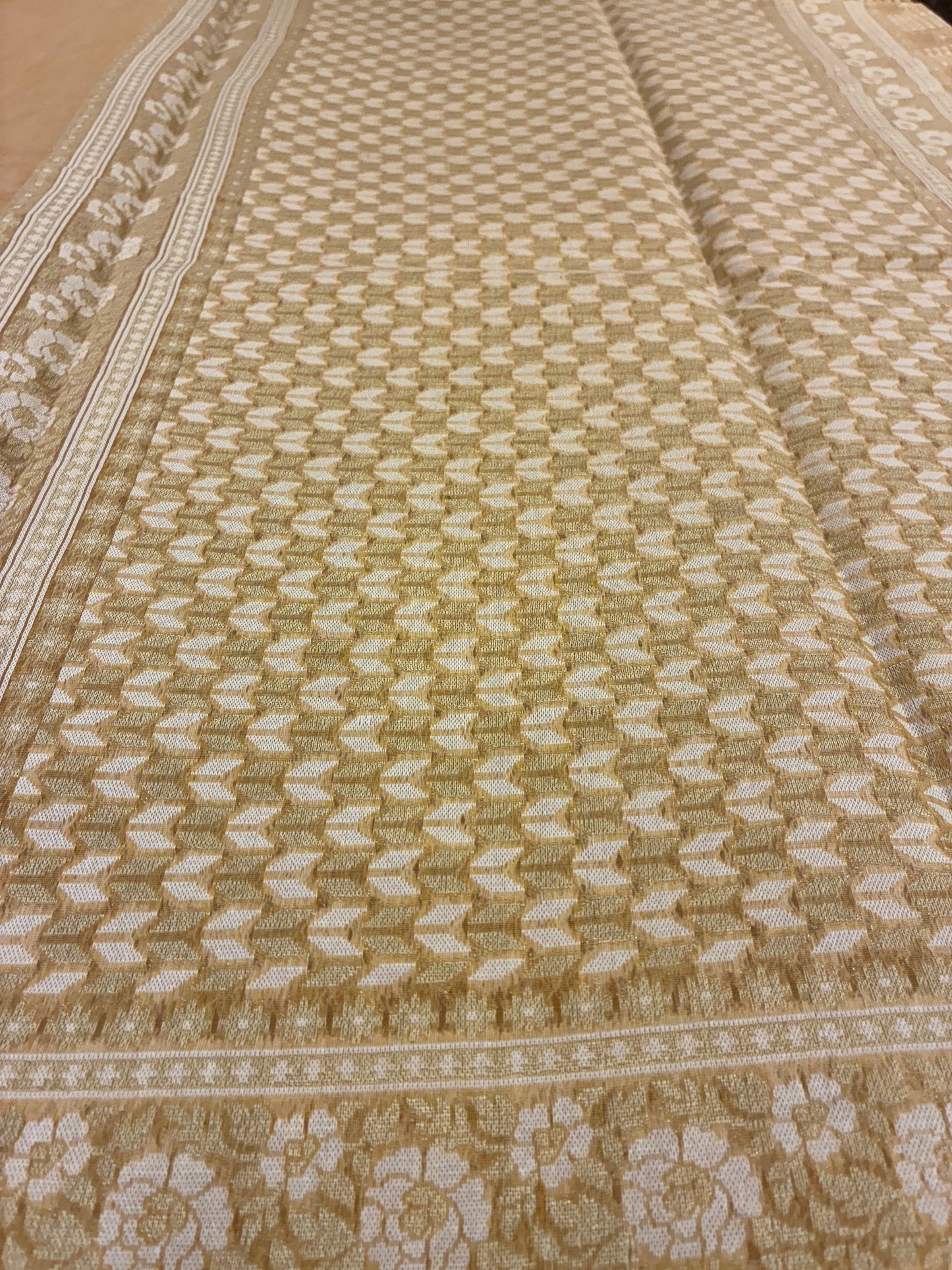 Pure Cotton Jamdhani handloom saree - Peach