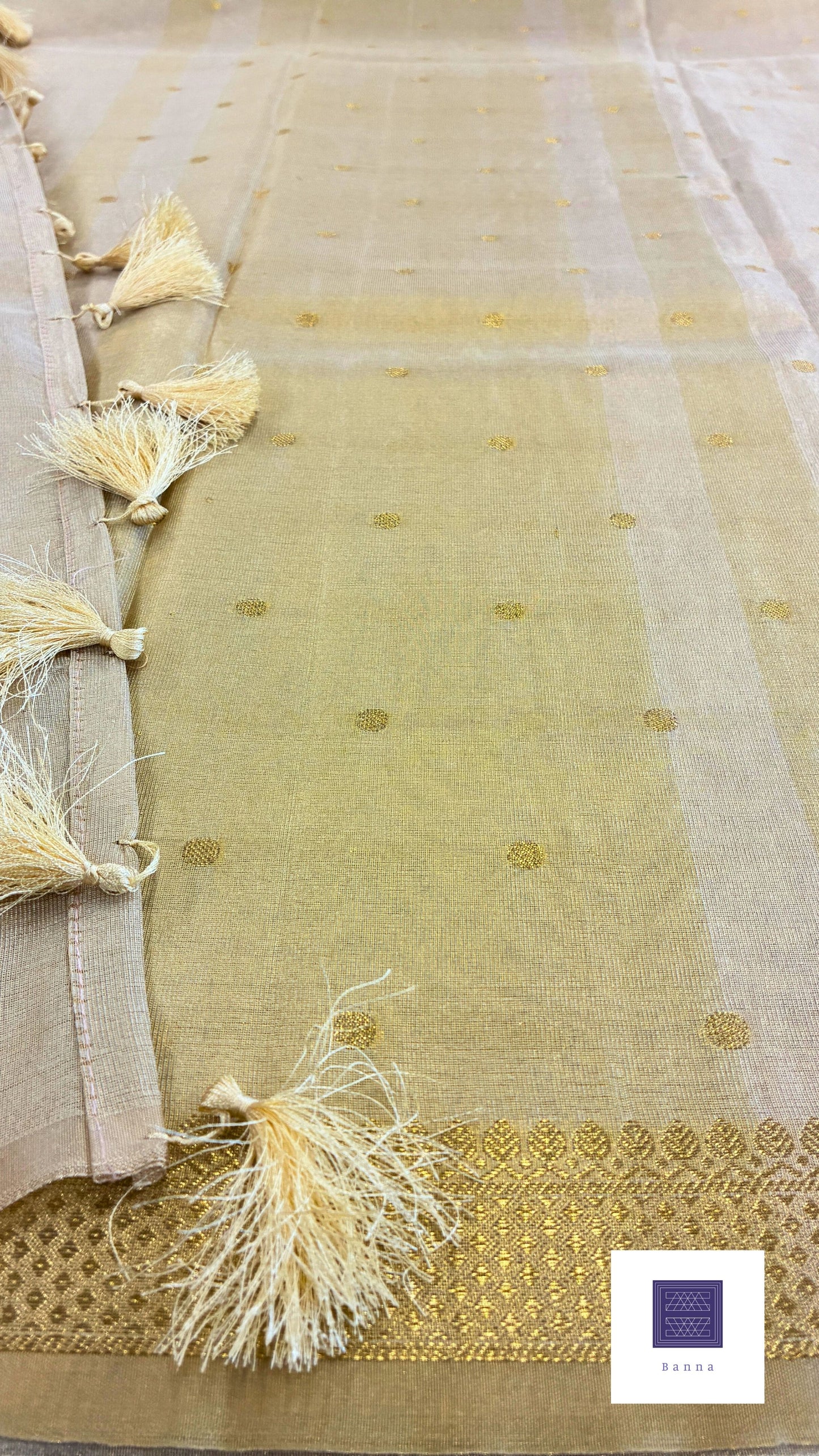 Tissue Silk woven traditional Banarasi saree - Cream