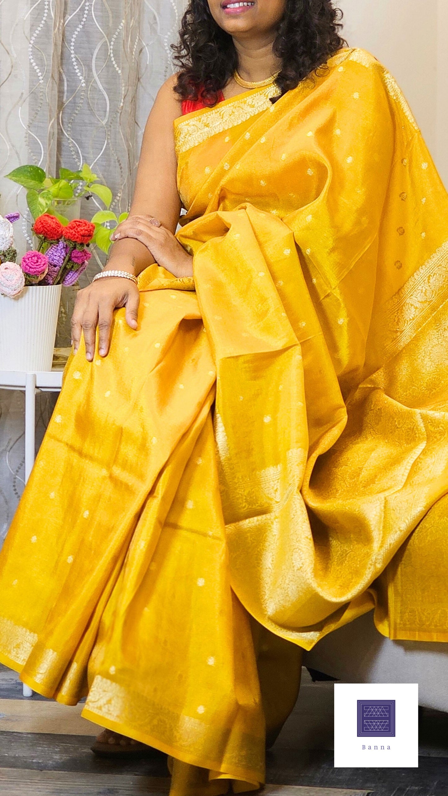Banarasi Tissue silk saree - Yellow