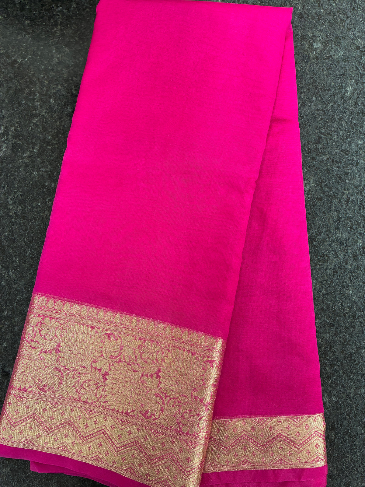 Modern Banarasi Weaving in Organza - Hot Pink