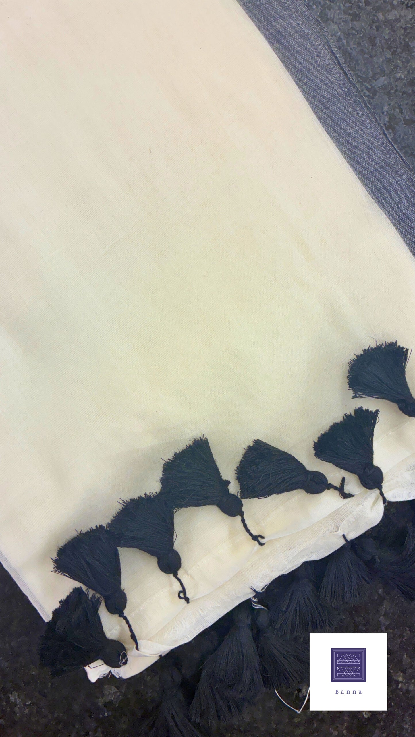 Soft Mul Cotton saree - White with Black border