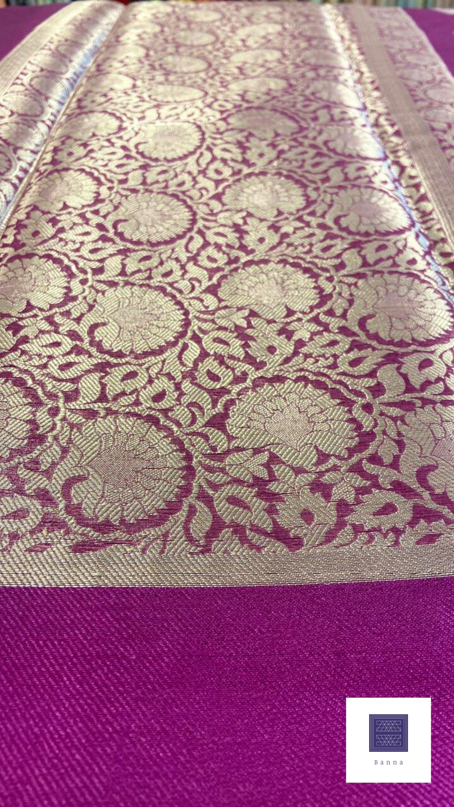 Traditional Banarasi Weaving in Organza - Magenta Pink
