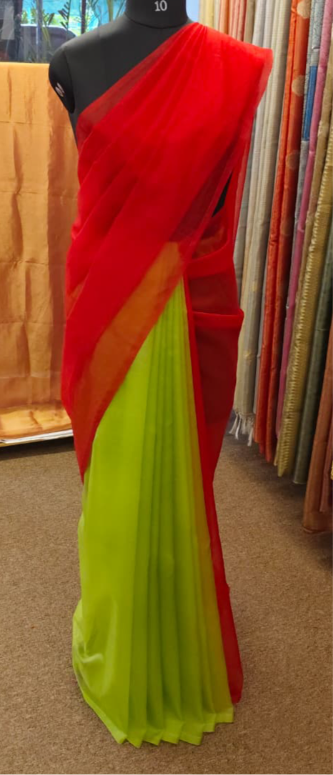 Flamingo Flower - Banna's signature organza saree