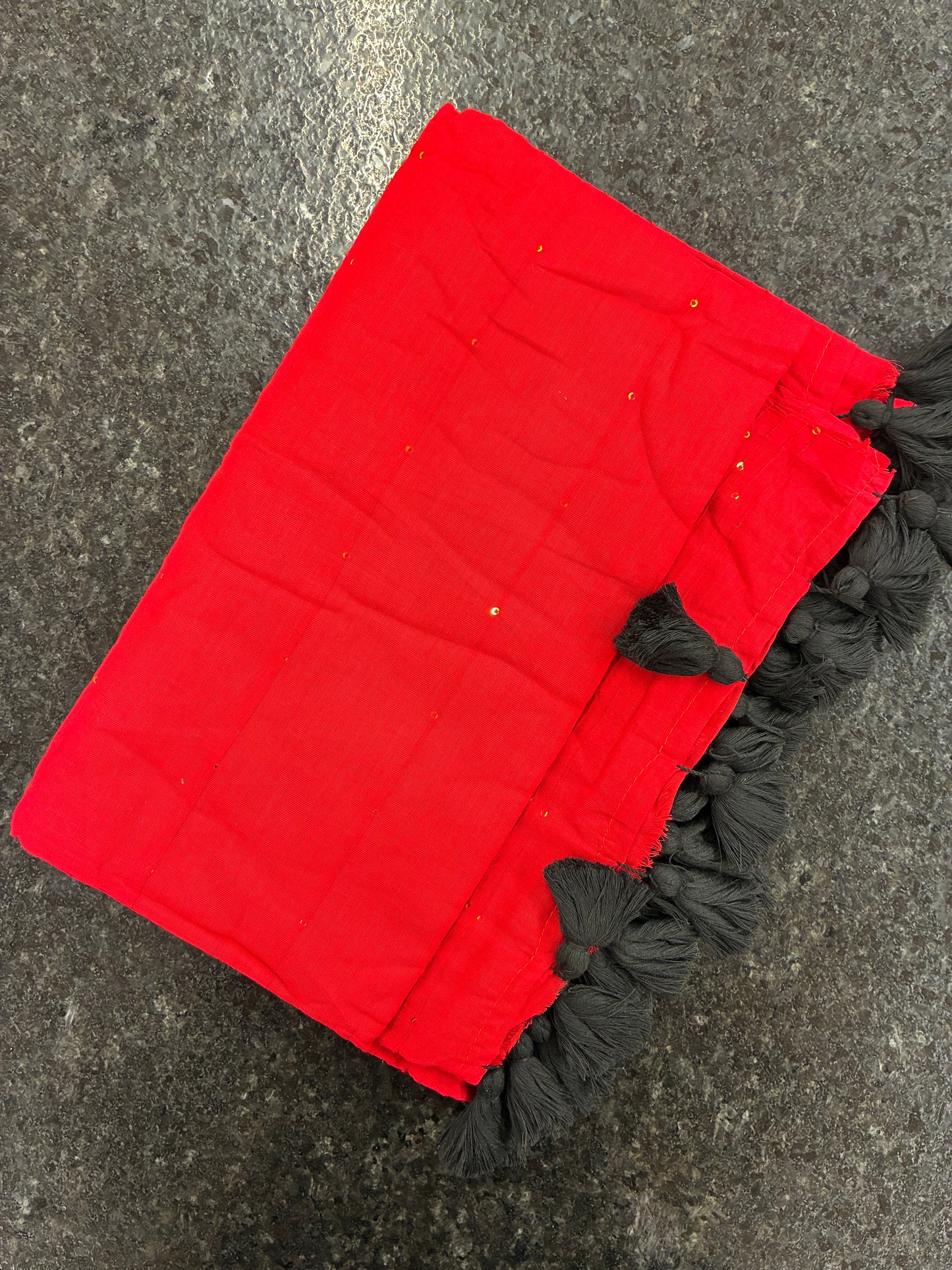 Soft Mul Cotton saree with embellishment - Red