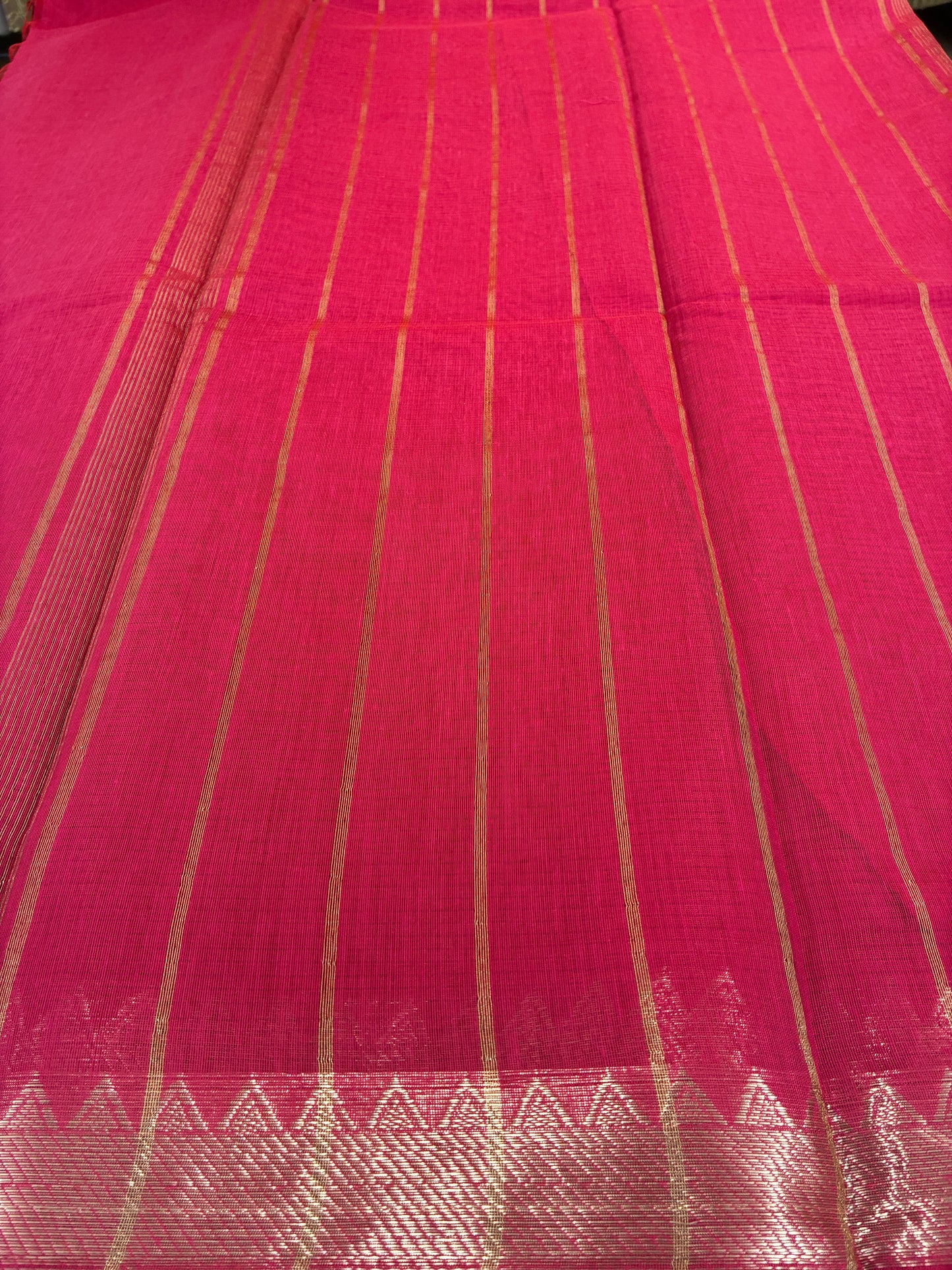 Cotton Saree temple border - Pink