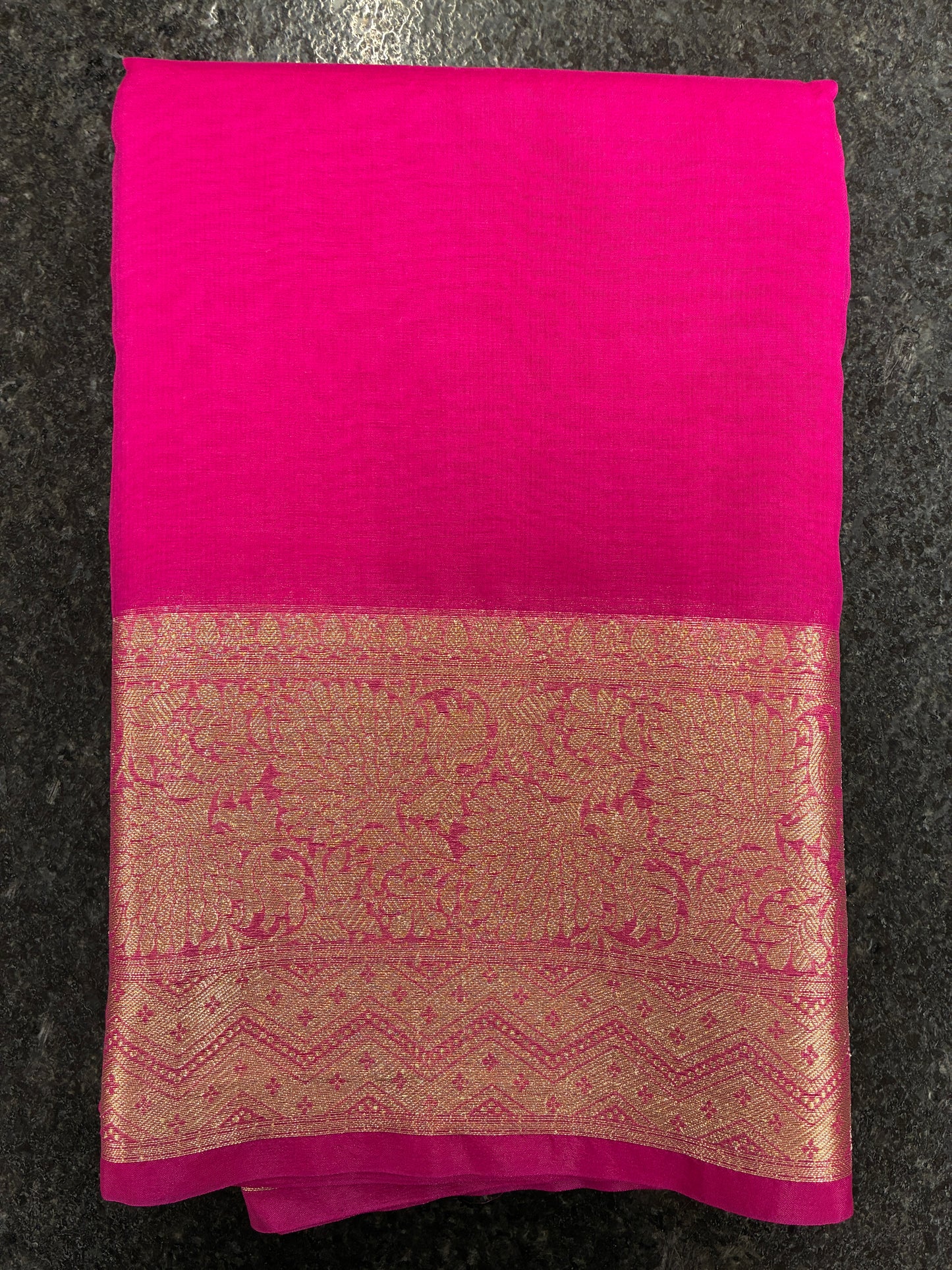 Modern Banarasi Weaving in Organza - Hot Pink