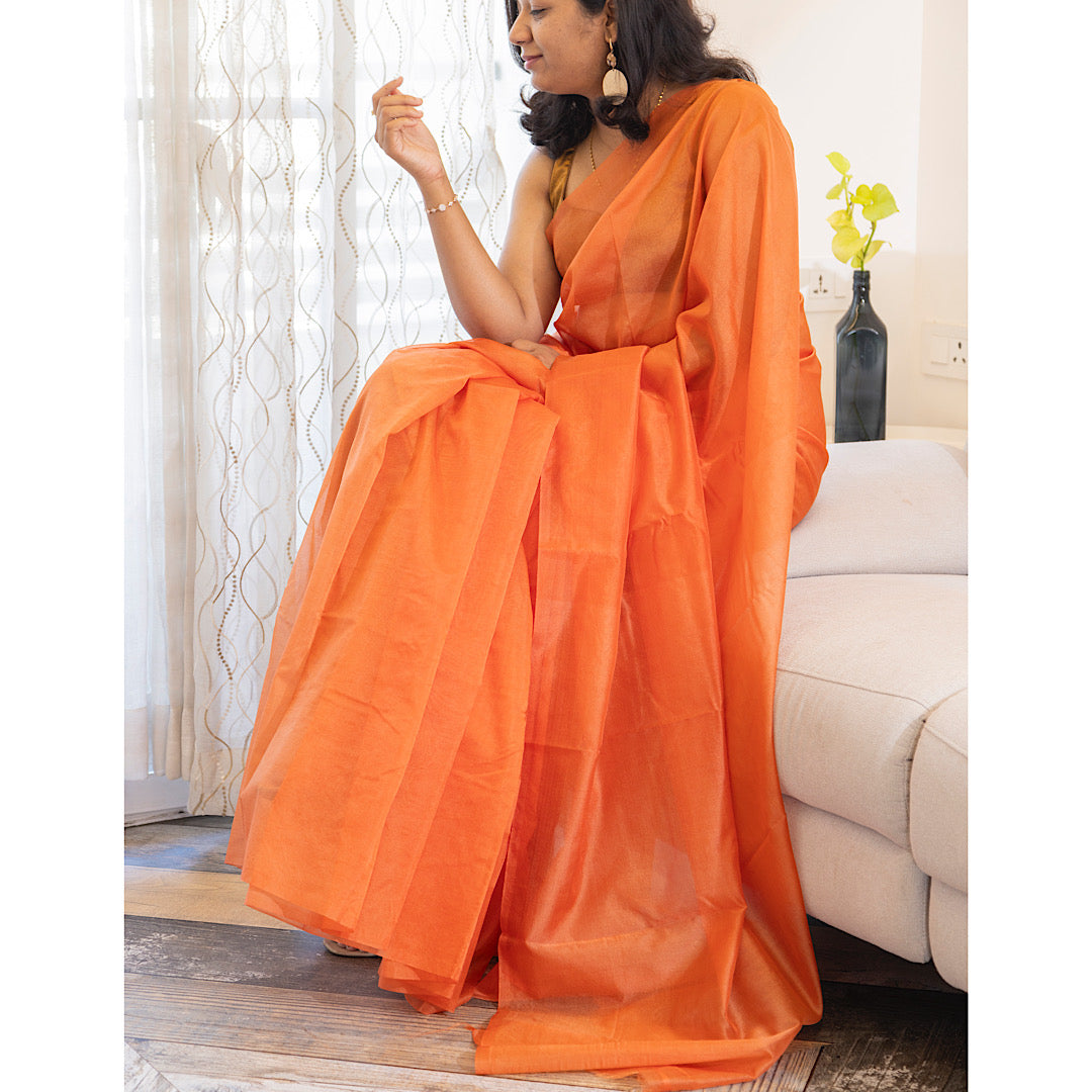 Comforting Light Orange organza saree