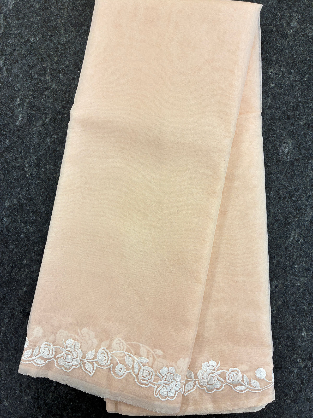 Peach simple rose organza saree
