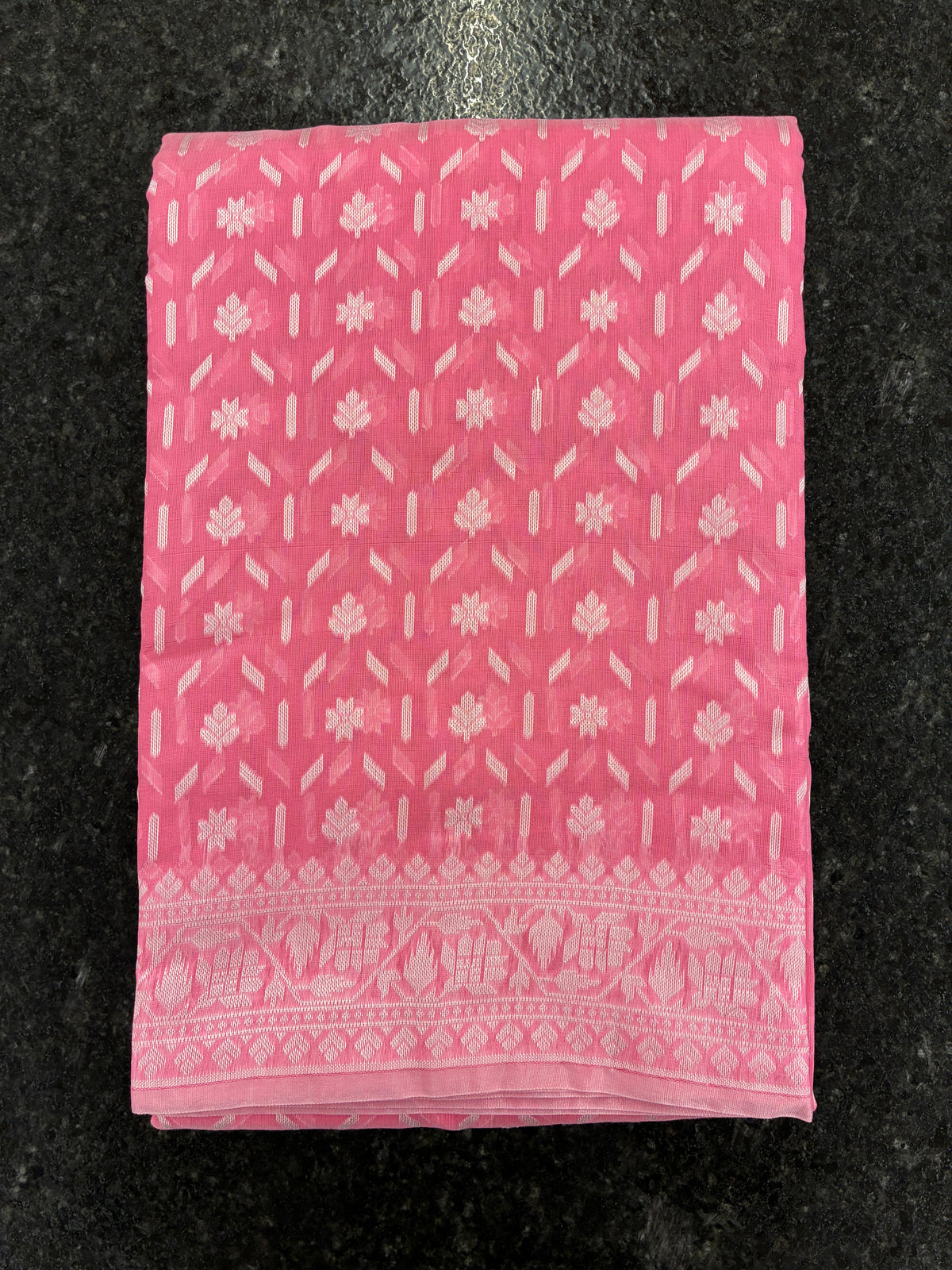 Jamdhani Cotton Saree with Silk thread work (Resham) - Pink