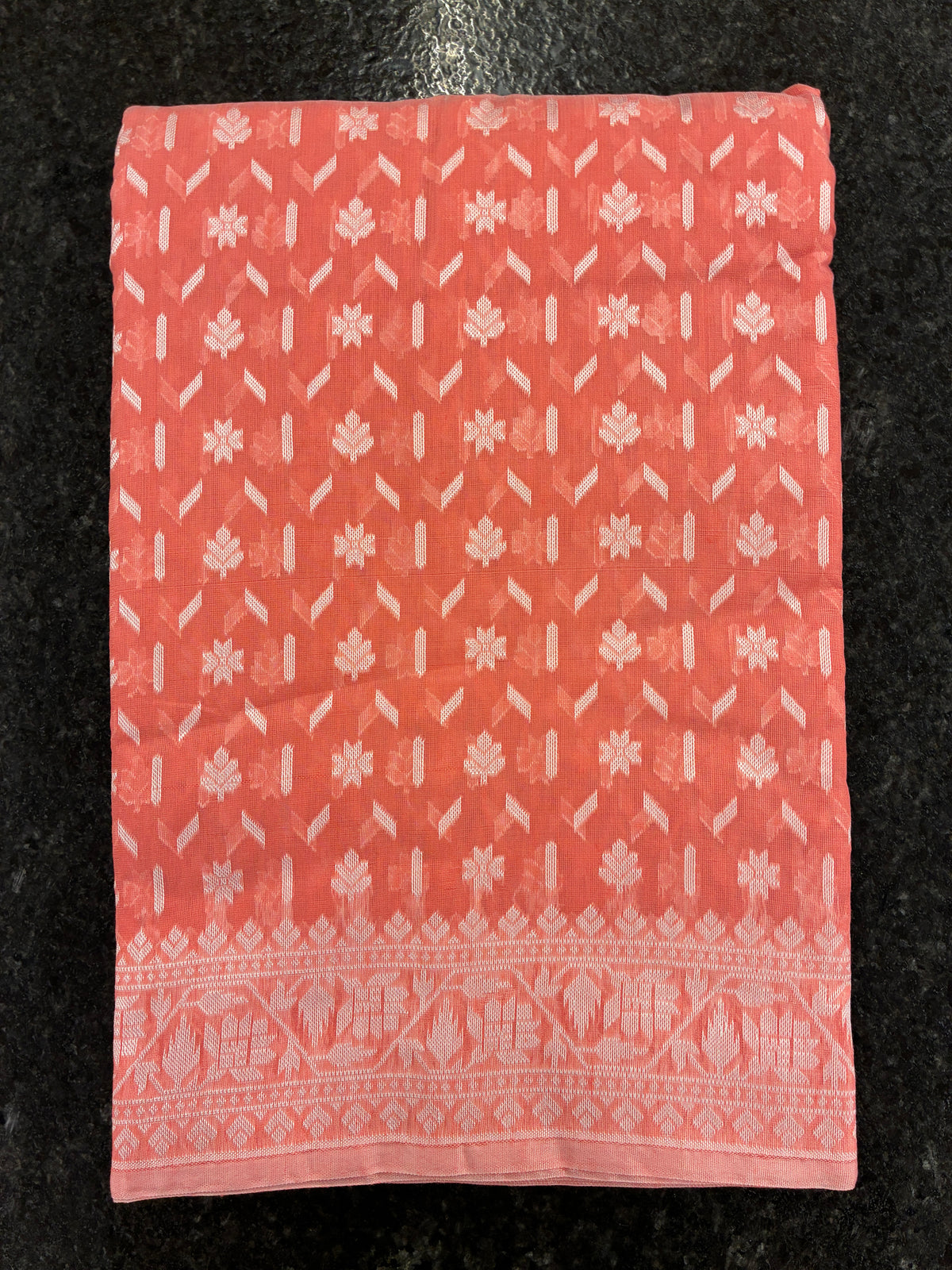 Jamdhani Cotton Saree with Silk thread work (Resham) - Peach