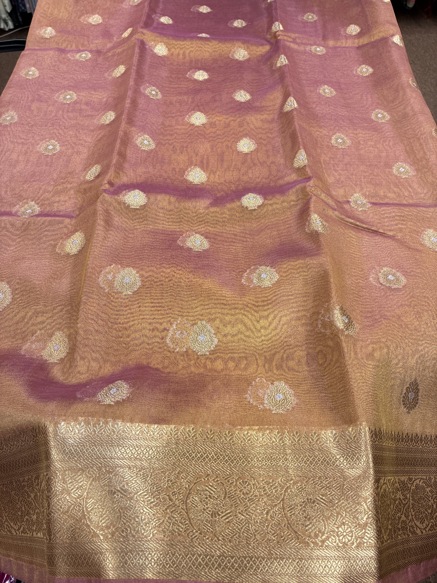 Glam tissue saree with Meena buttas - Pink