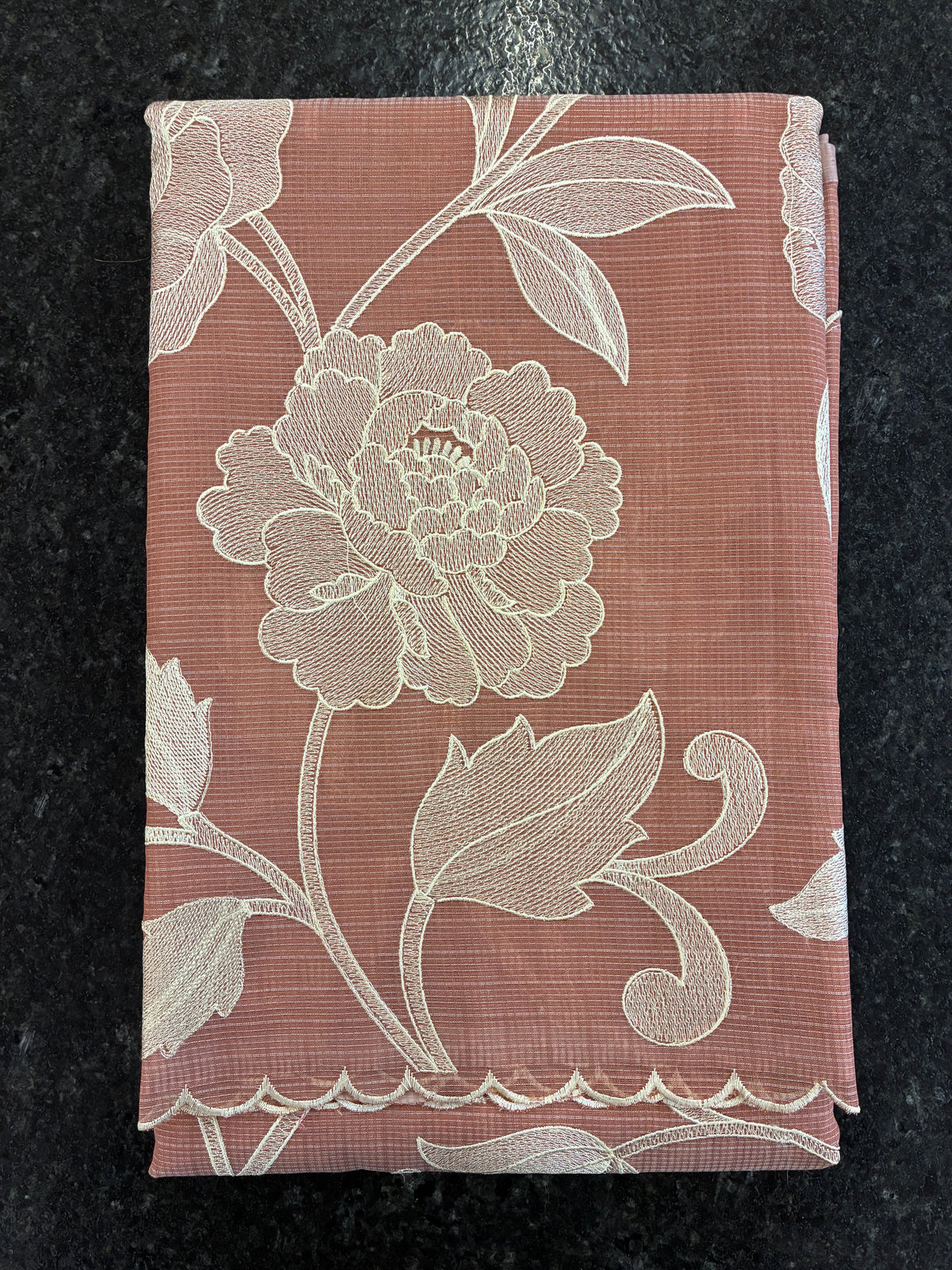 Soft Kota embroidery saree - Rust