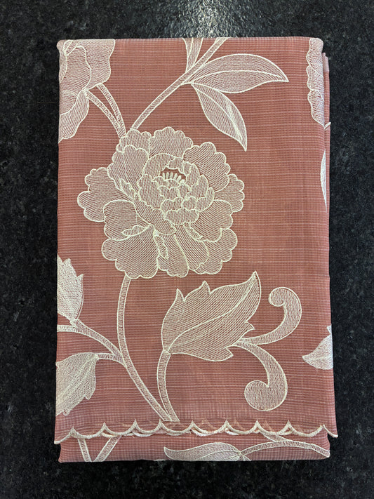 Soft Kota embroidery saree - Rust
