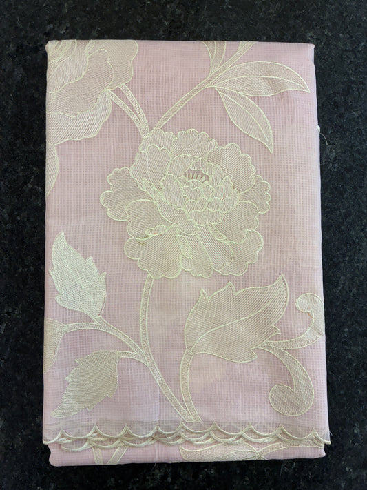 Soft Kota embroidery saree - Peachish Pink