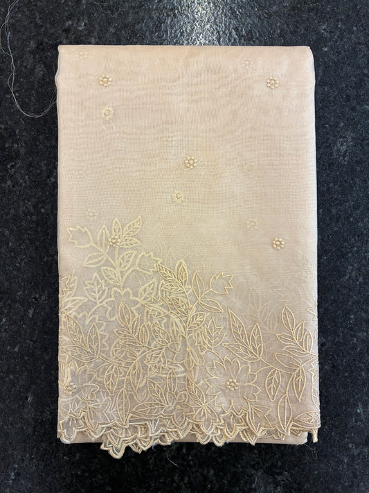 Pastel Beige cut work and embroidery floral Saree