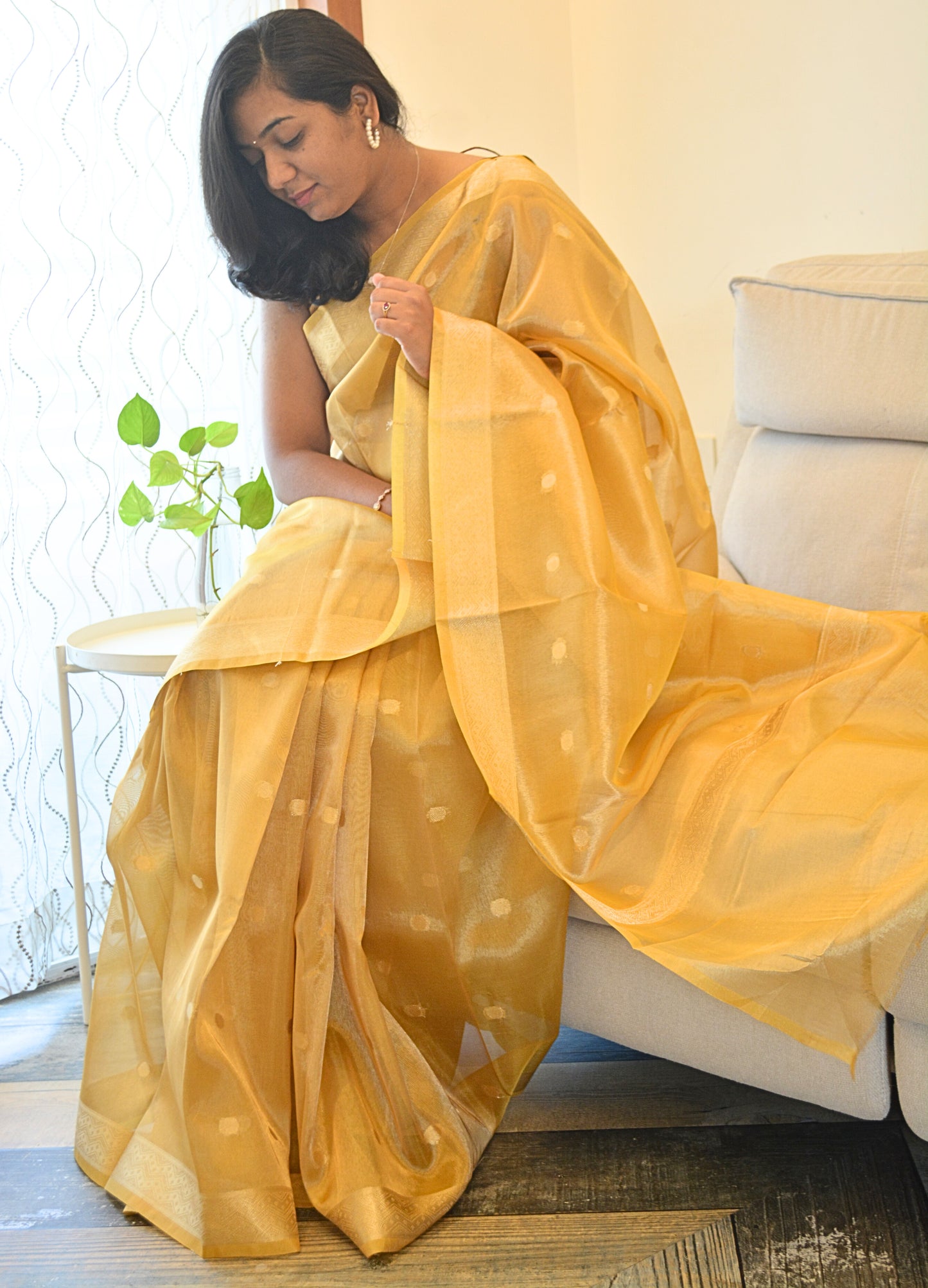 Banna’s Tissue Saree - Yellow and Gold
