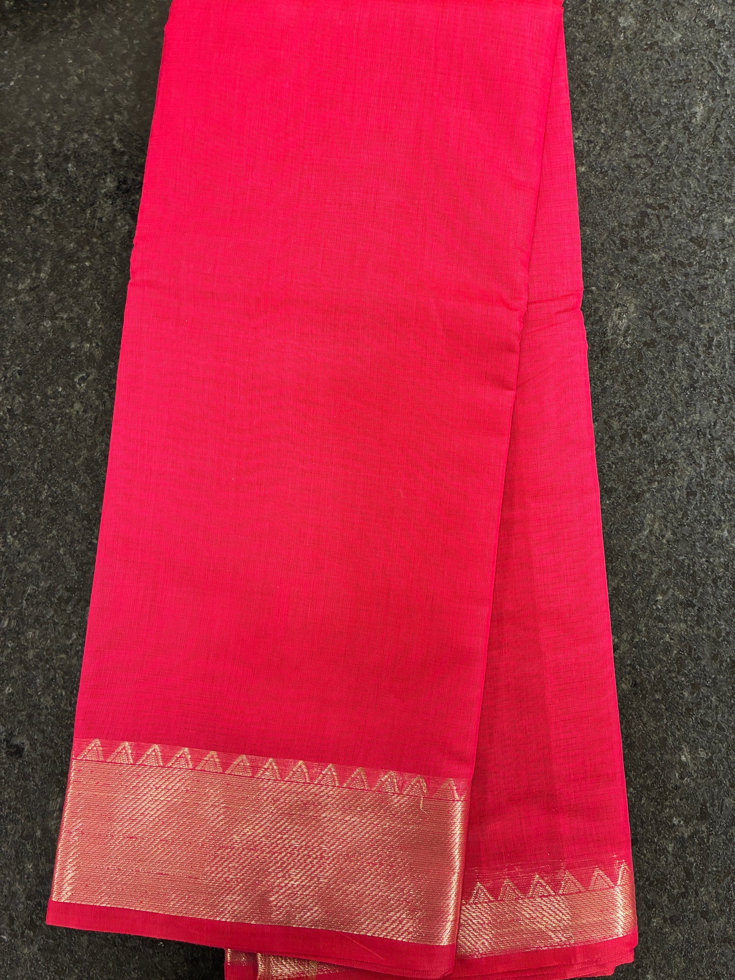 Cotton Saree temple border - Pink