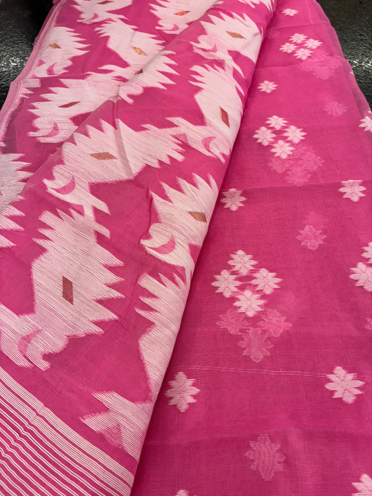 Jamdhani Cotton Saree - Pink