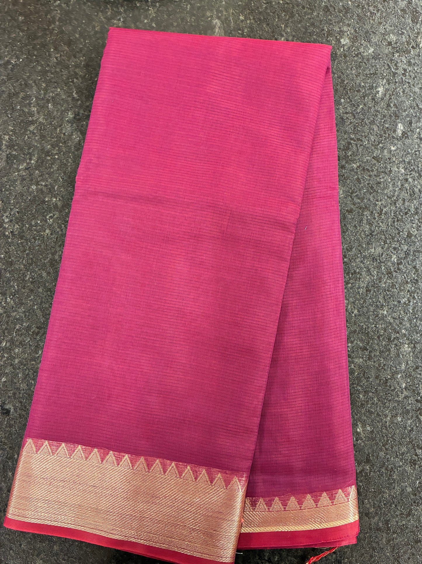 Cotton Saree temple border - Purple