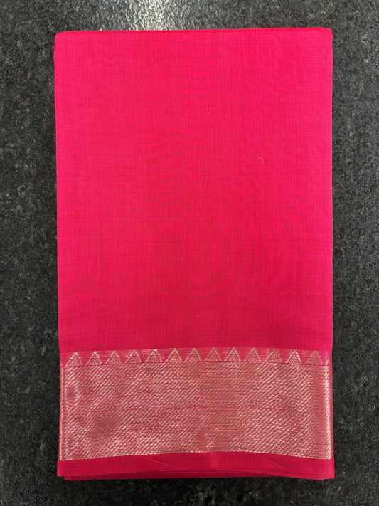Cotton Saree temple border - Pink