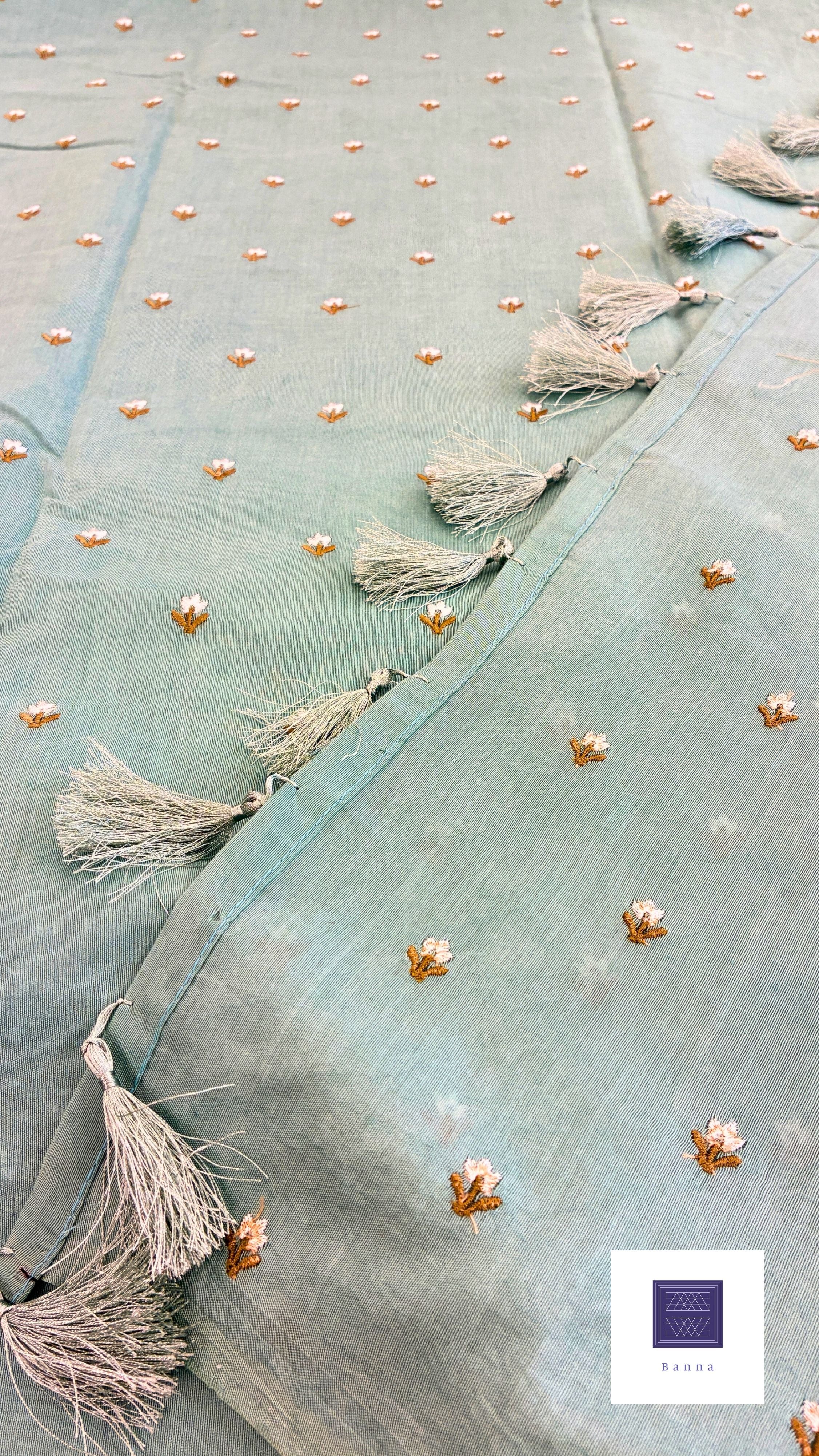 Banna's signature pure cotton saree - Blue