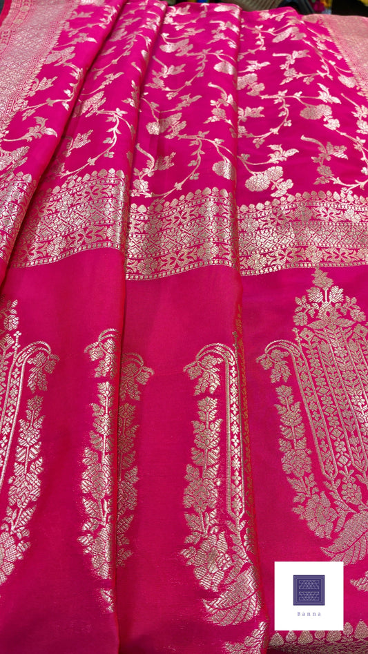Banaras Katan Saree - Hot Pink
