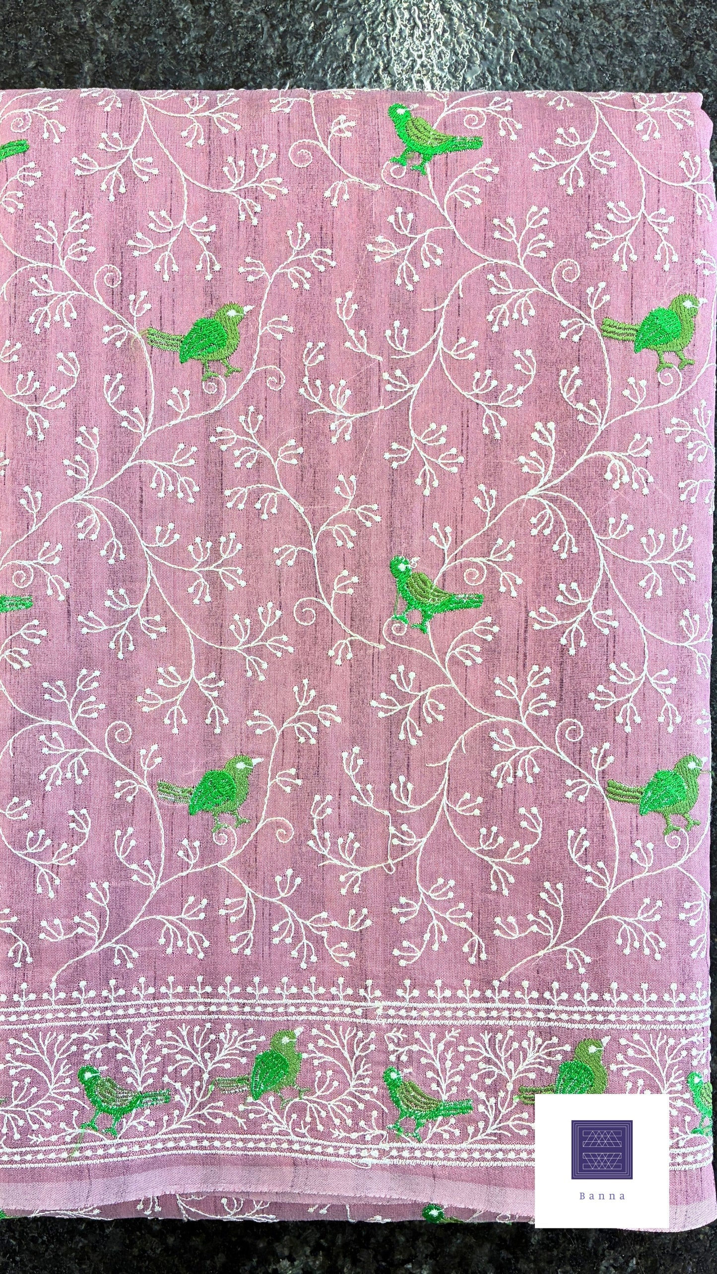 Tussar embroidery saree - Light Purple